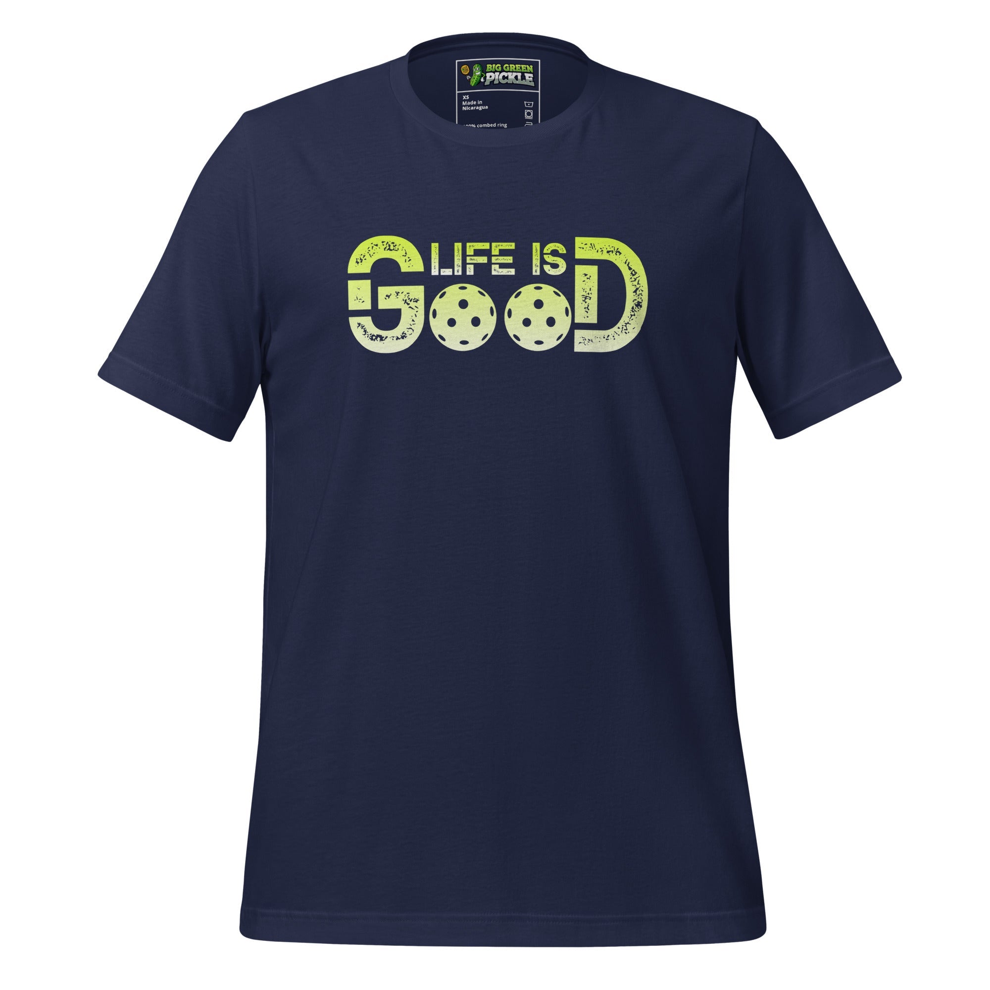 Life is Good Pickleball T-Shirt – Two Pickleballs, One Great Vibe - Navy