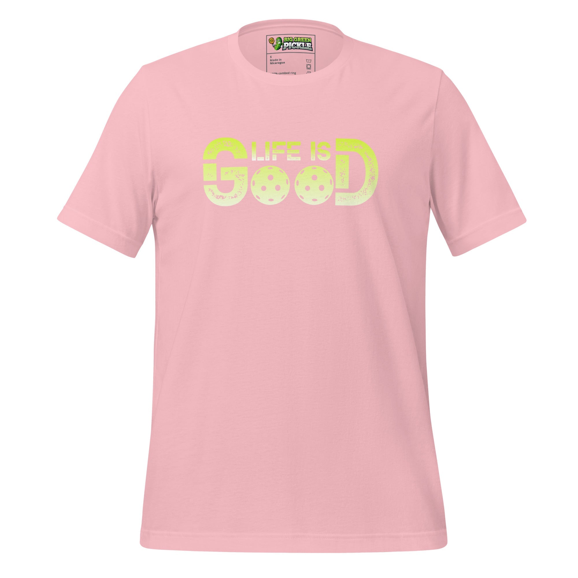 Life is Good Pickleball T-Shirt – Two Pickleballs, One Great Vibe - Pink