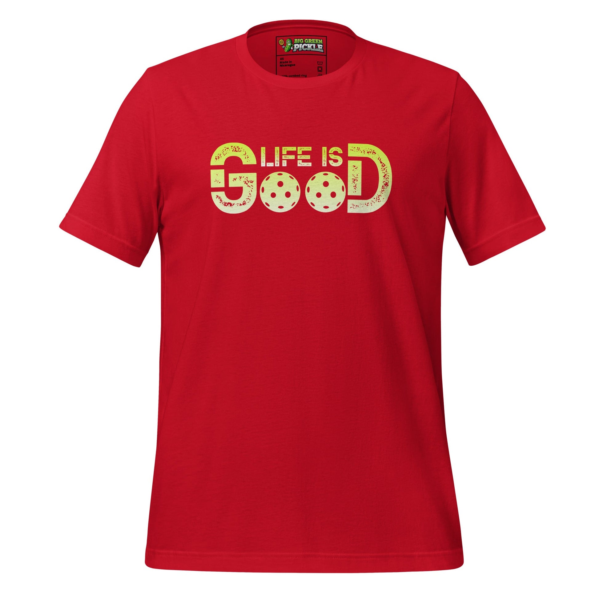 Life is Good Pickleball T-Shirt – Two Pickleballs, One Great Vibe - Red