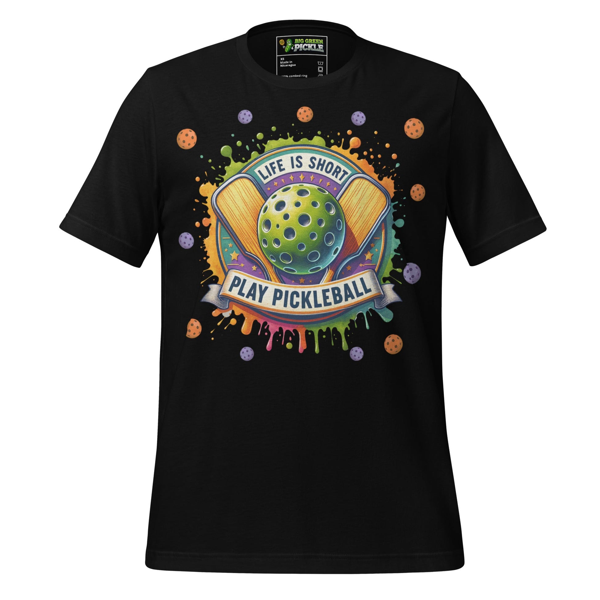 Life Is Short Play Pickleball T-Shirt - Black