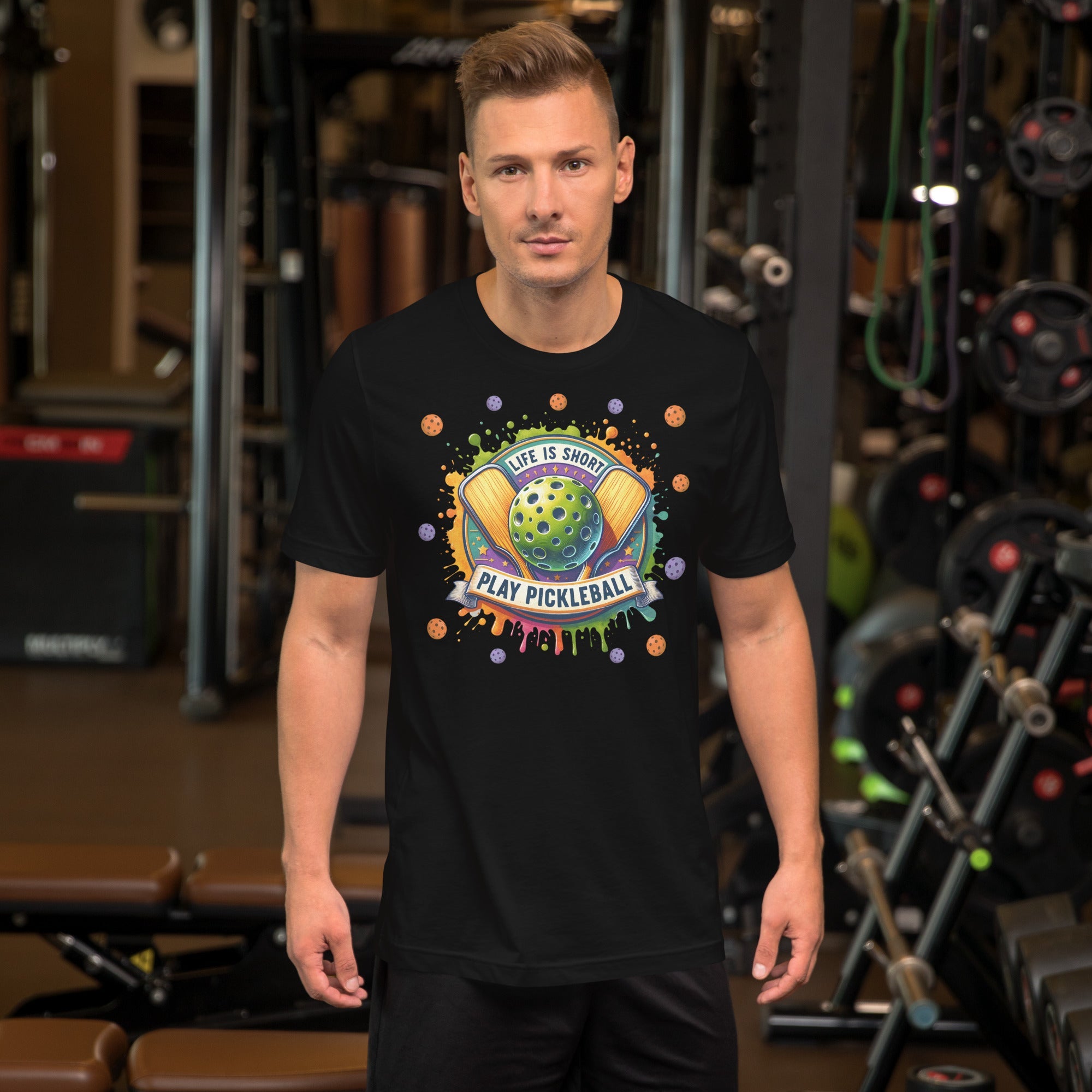 Life Is Short Play Pickleball T-Shirt - Black