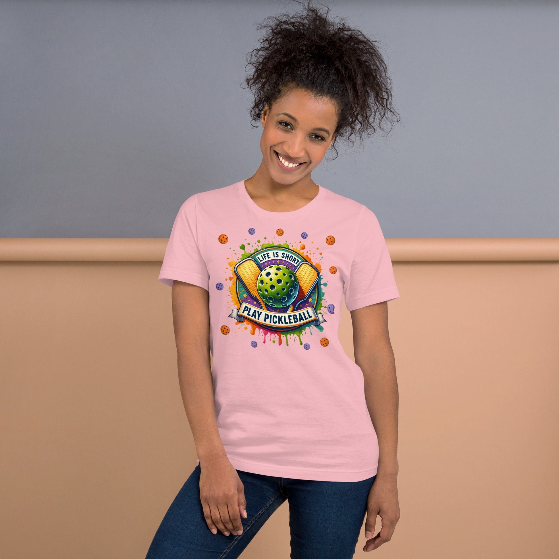 Life Is Short Play Pickleball T-Shirt - Black