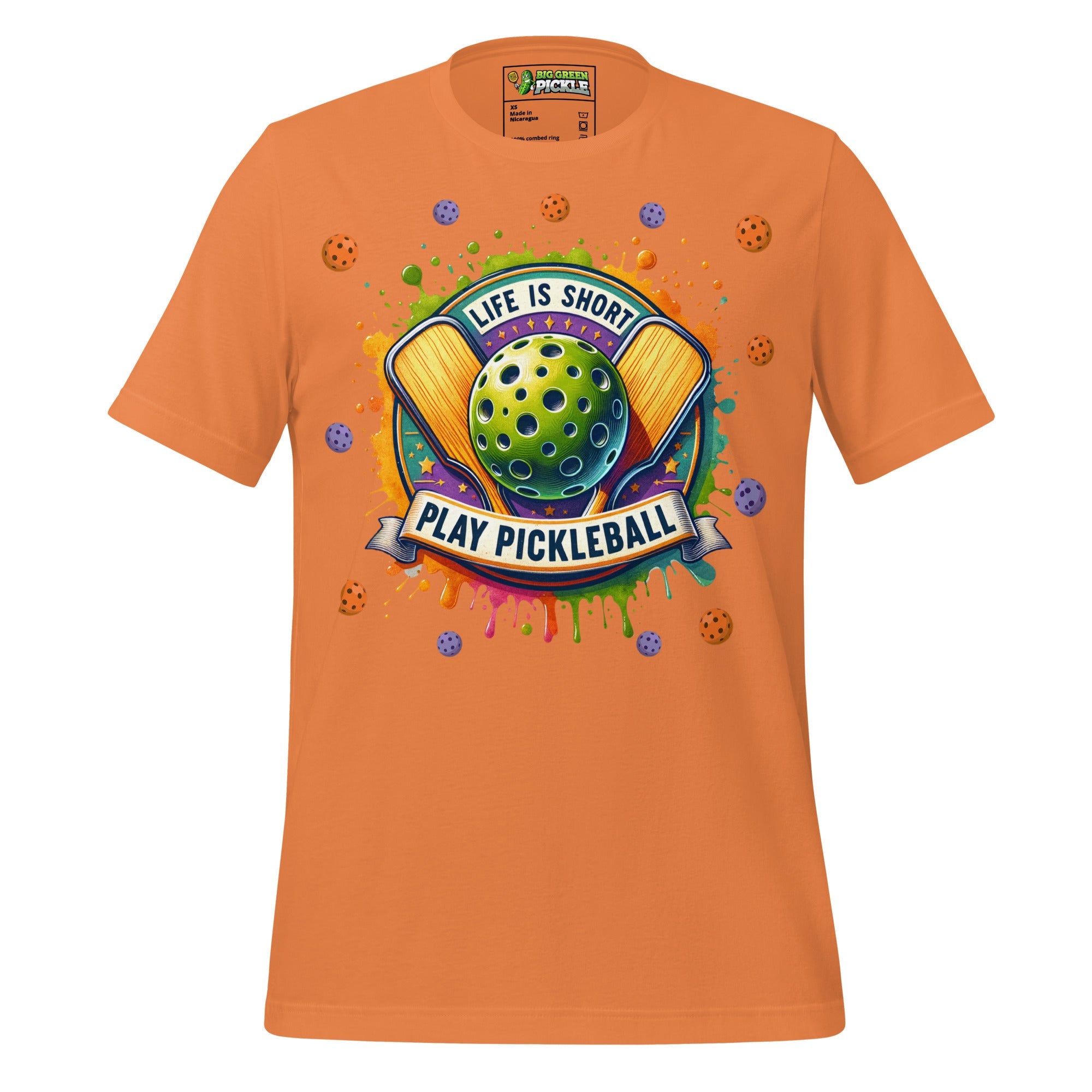 Life Is Short Play Pickleball T-Shirt - Burnt Orange