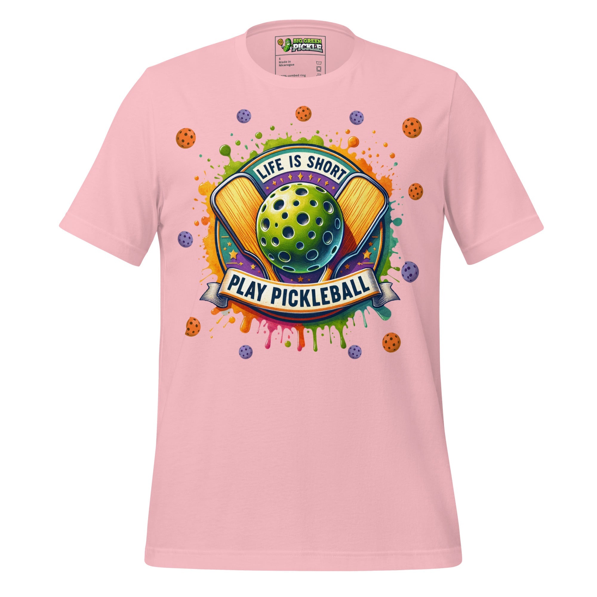 Life Is Short Play Pickleball T-Shirt - Pink