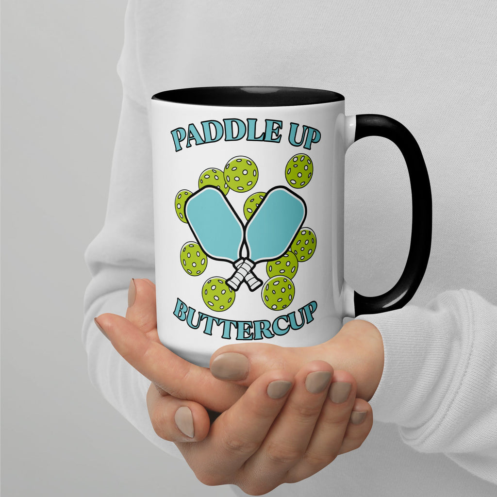 Paddle Up Buttercup Mug – Color Inside Pickleball Cup - Black