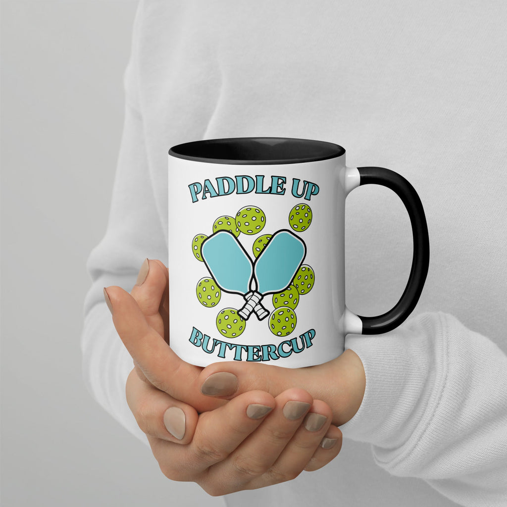 Paddle Up Buttercup Mug – Color Inside Pickleball Cup - Black
