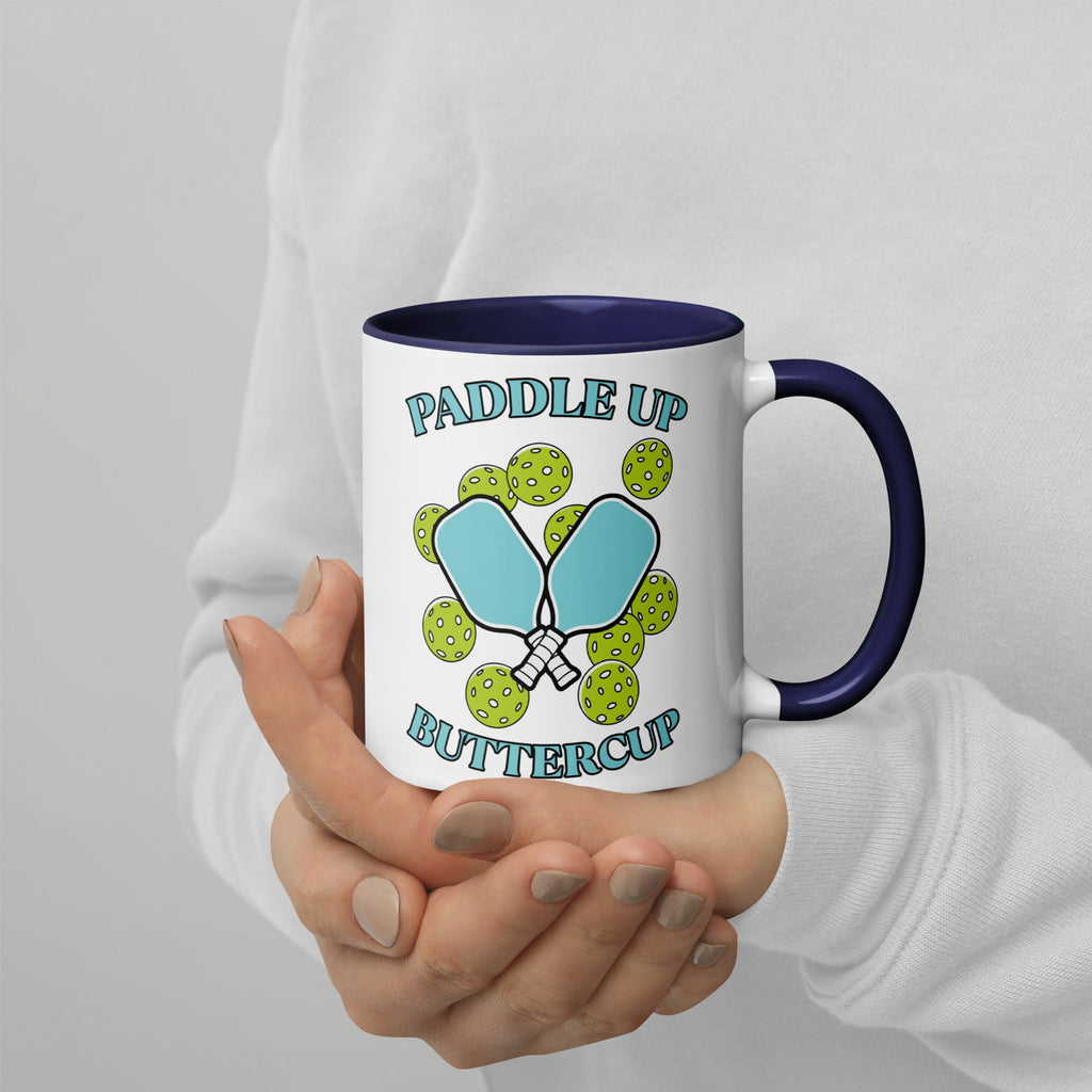 Paddle Up Buttercup Mug – Color Inside Pickleball Cup - Dark Blue