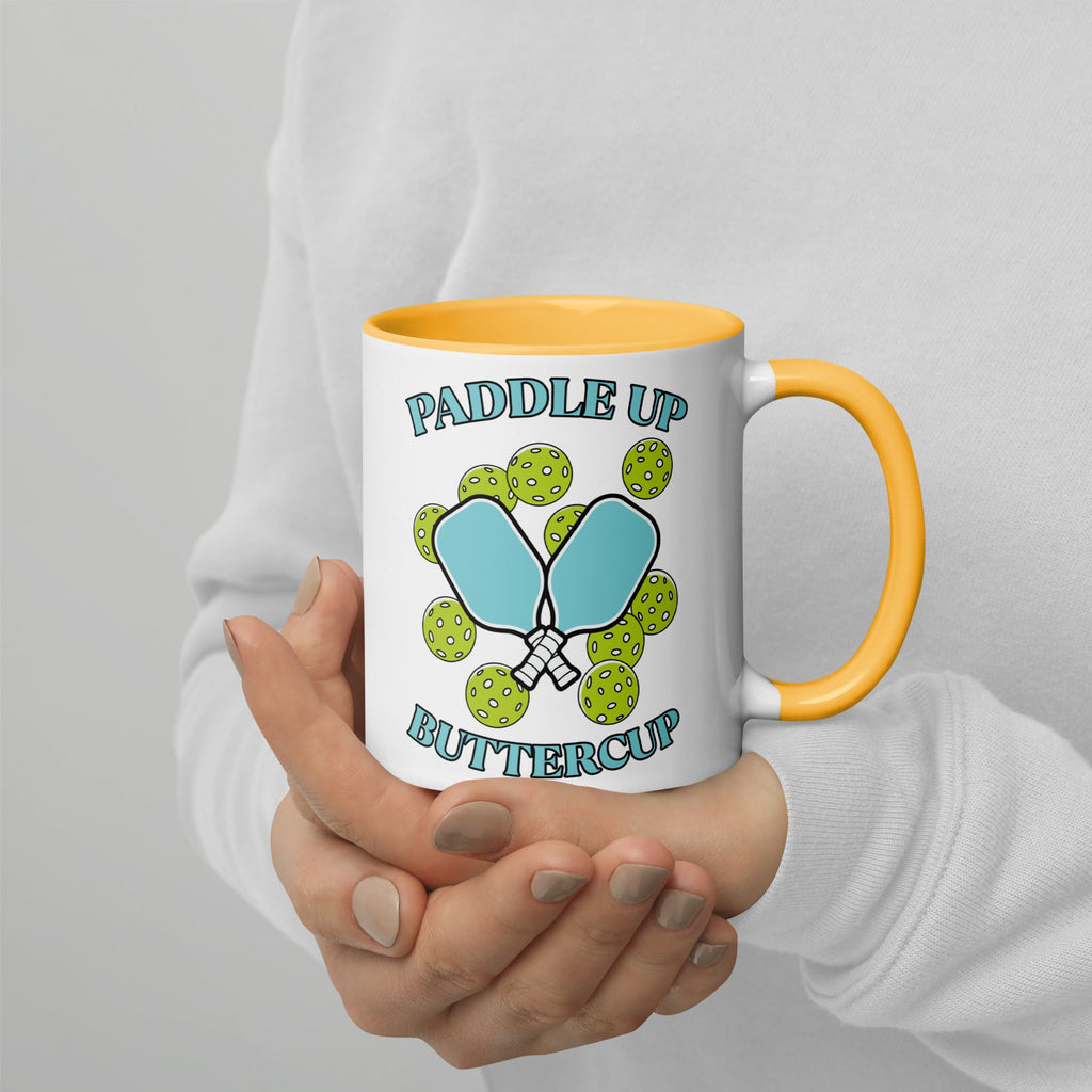 Paddle Up Buttercup Mug – Color Inside Pickleball Cup - Golden Yellow
