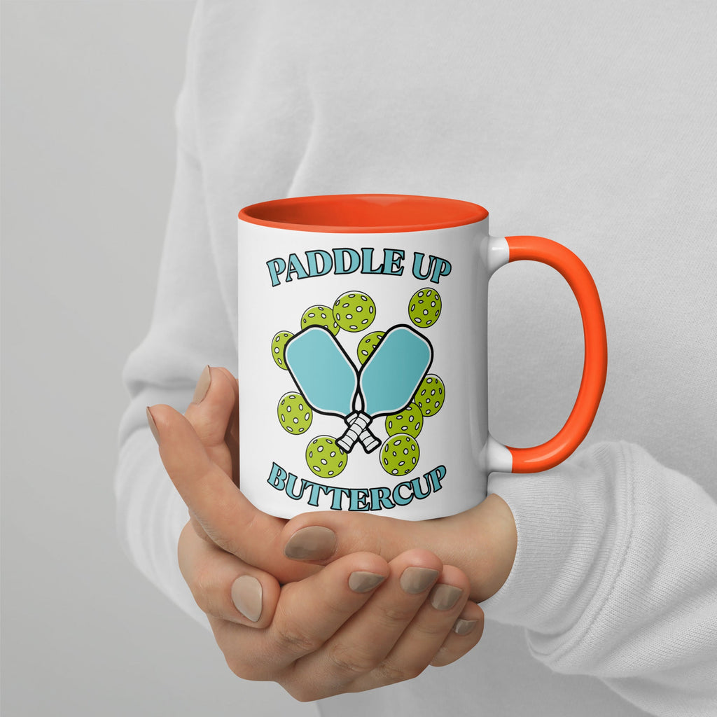 Paddle Up Buttercup Mug – Color Inside Pickleball Cup - Orange