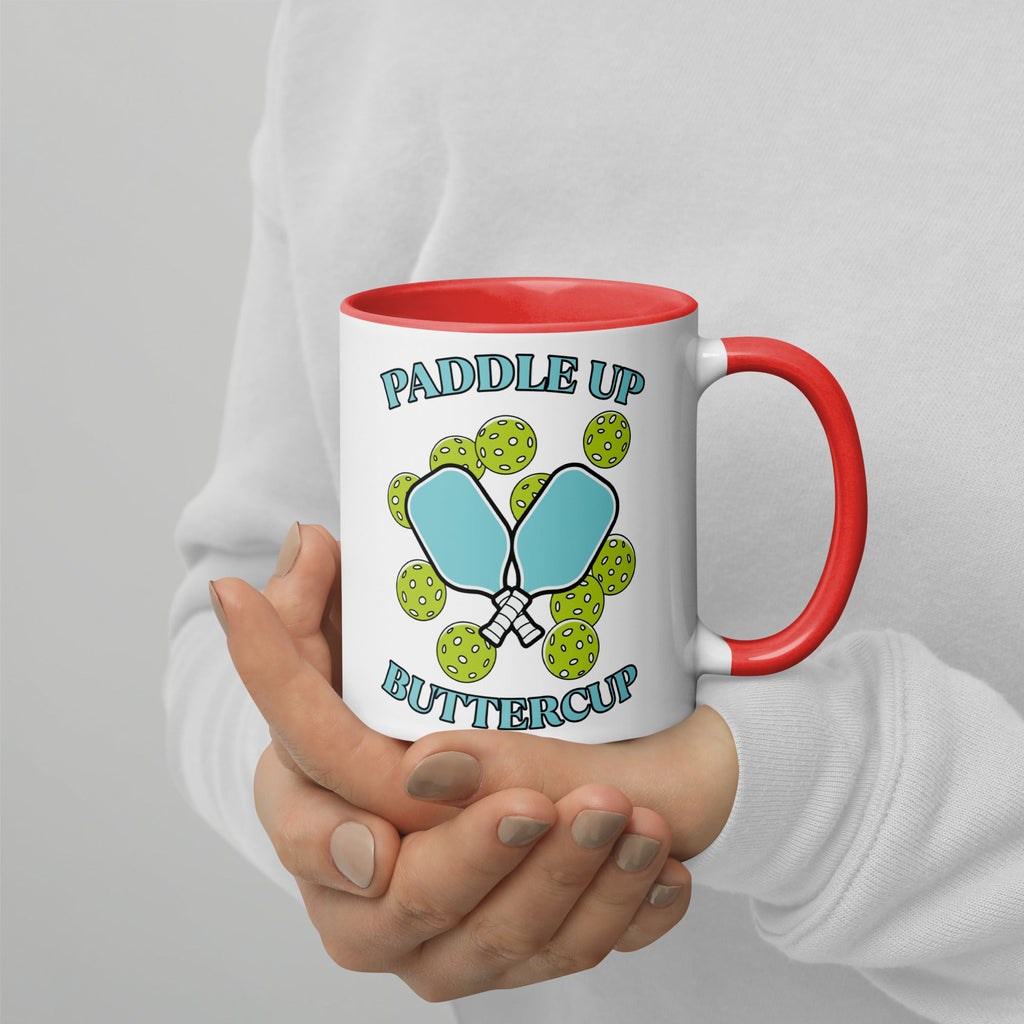 Paddle Up Buttercup Mug – Color Inside Pickleball Cup - Red