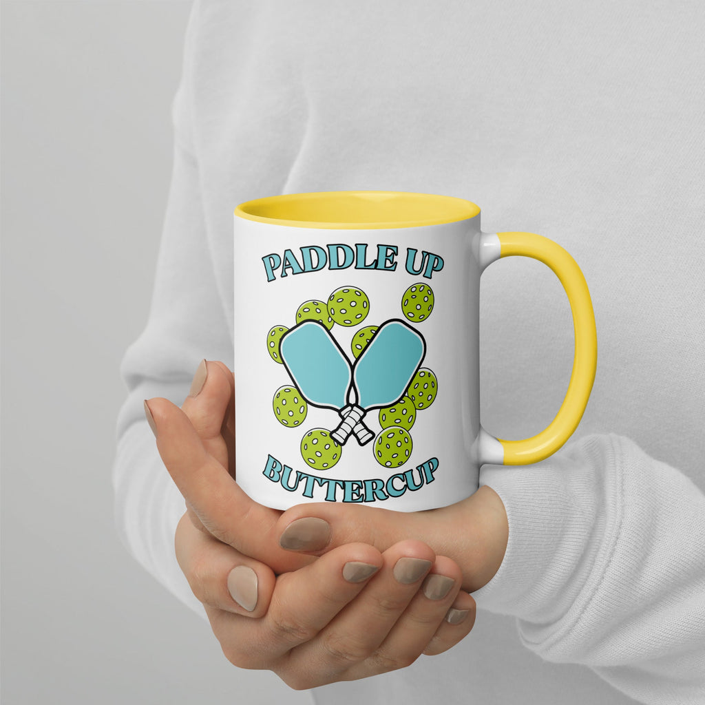 Paddle Up Buttercup Mug – Color Inside Pickleball Cup - Yellow