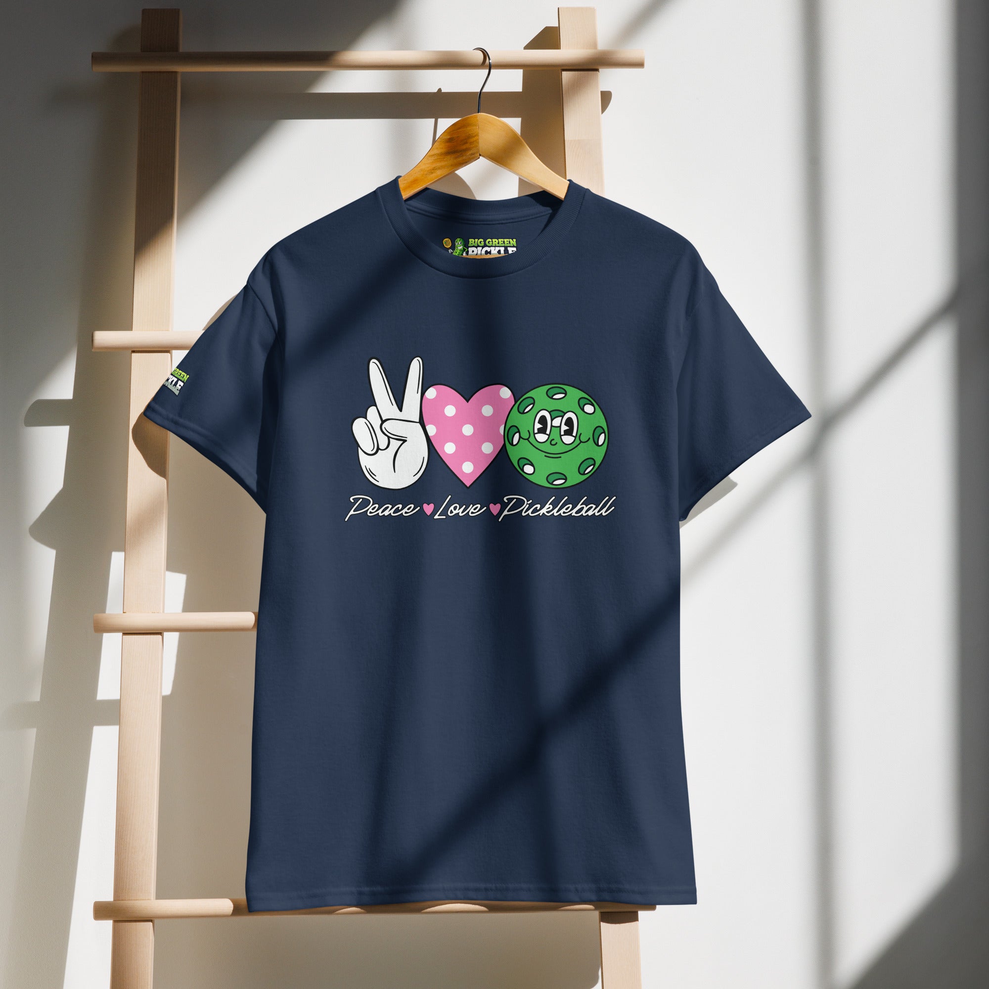 Peace Love Pickleball on 50/50 DryBlend T-Shirt - Black