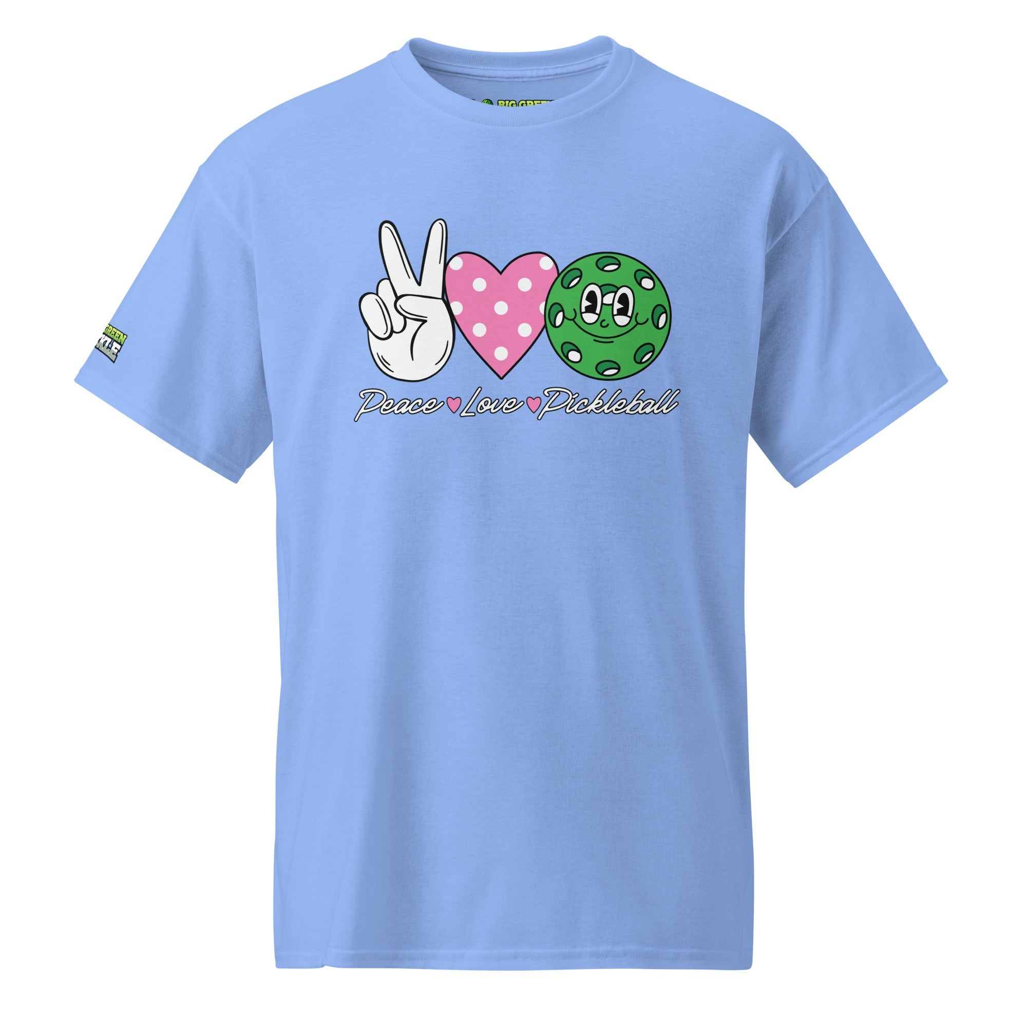 Peace Love Pickleball on 50/50 DryBlend T-Shirt - Carolina Blue