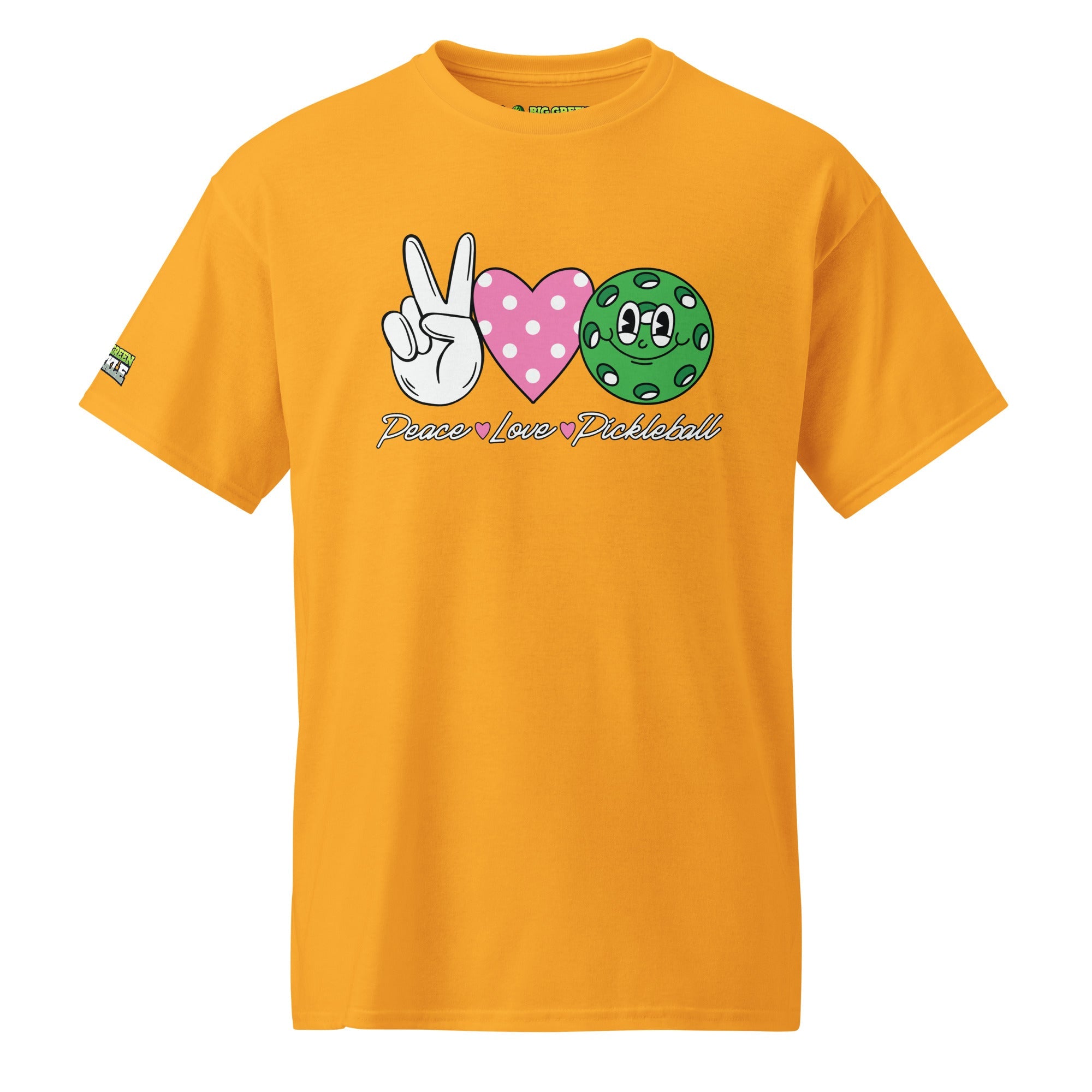 Peace Love Pickleball on 50/50 DryBlend T-Shirt - Gold