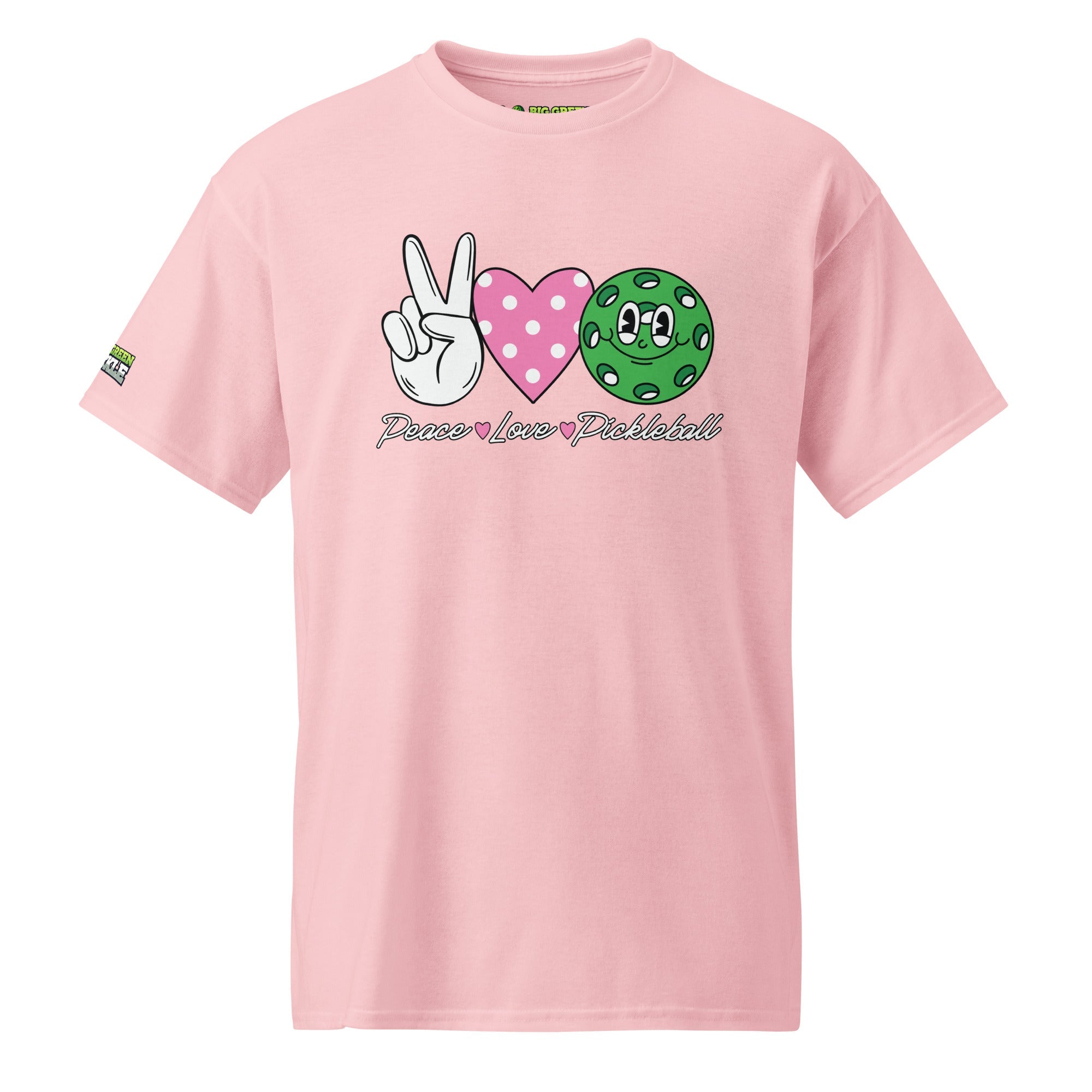 Peace Love Pickleball on 50/50 DryBlend T-Shirt - Light Pink