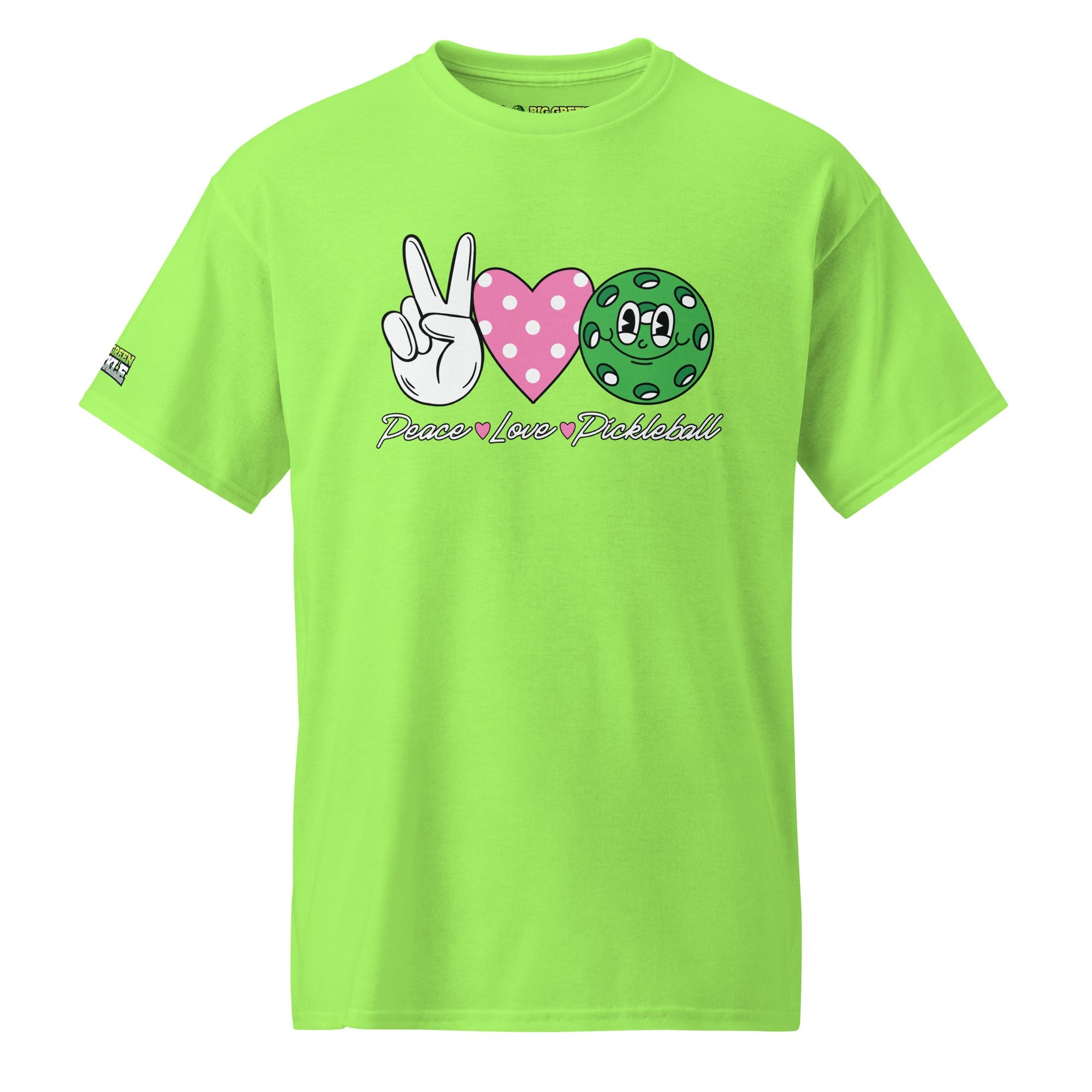 Peace Love Pickleball on 50/50 DryBlend T-Shirt - Lime