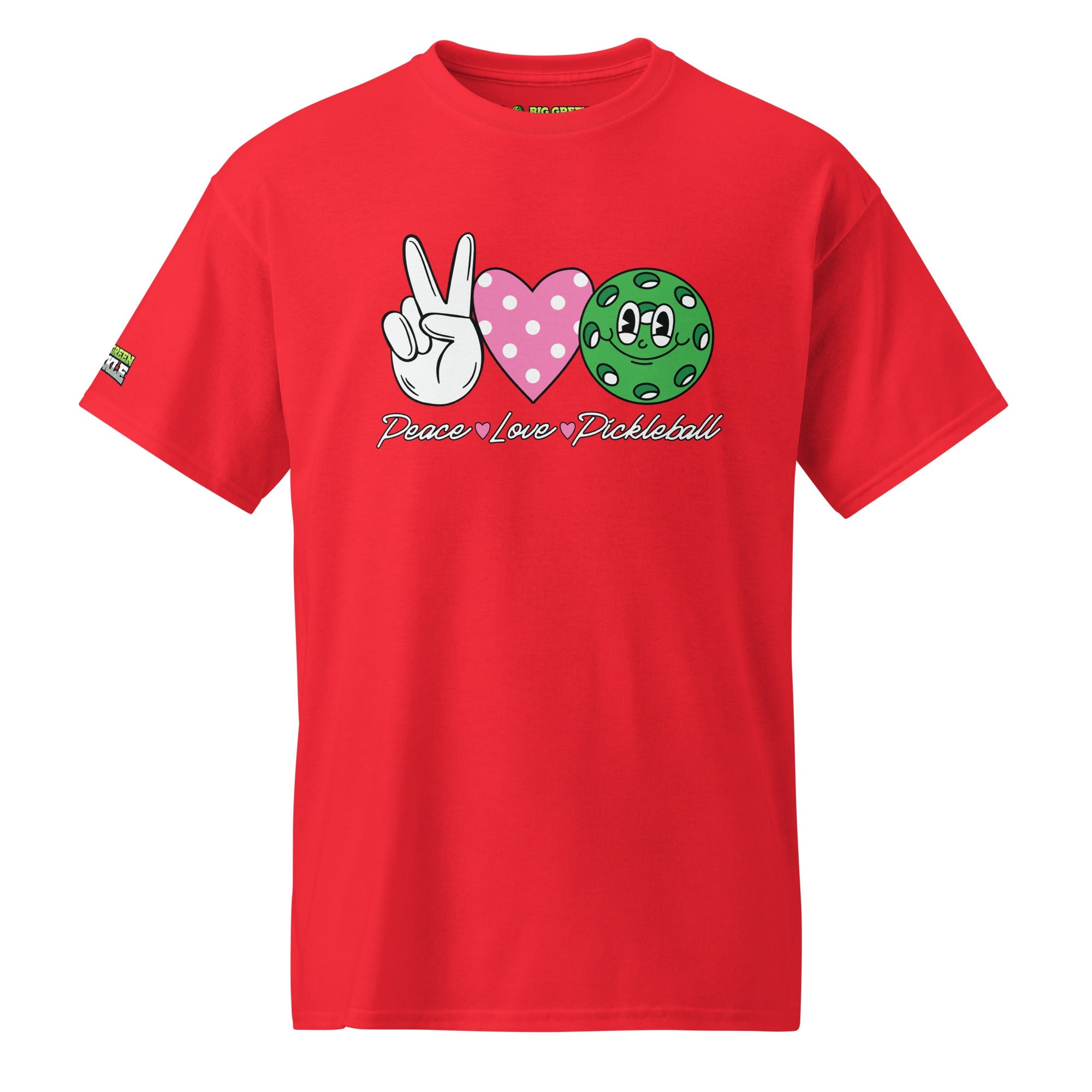 Peace Love Pickleball on 50/50 DryBlend T-Shirt - Red