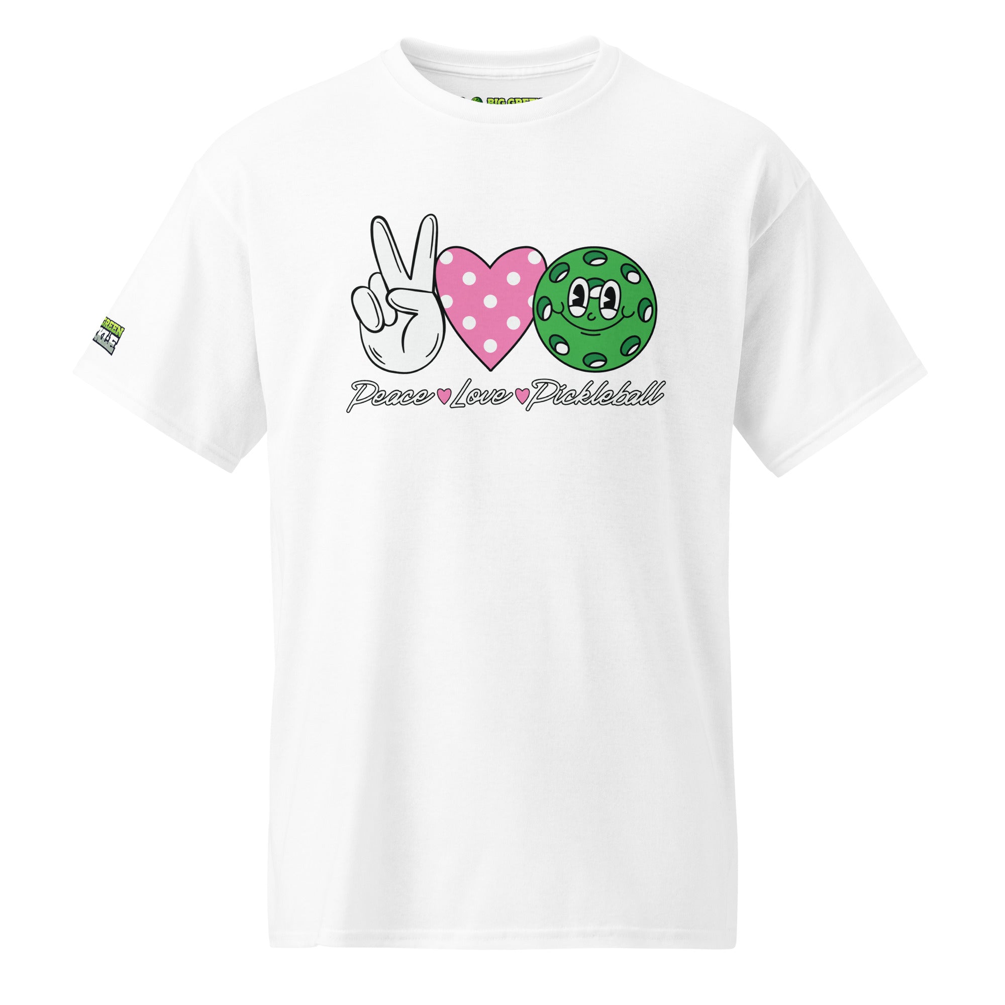 Peace Love Pickleball on 50/50 DryBlend T-Shirt - White