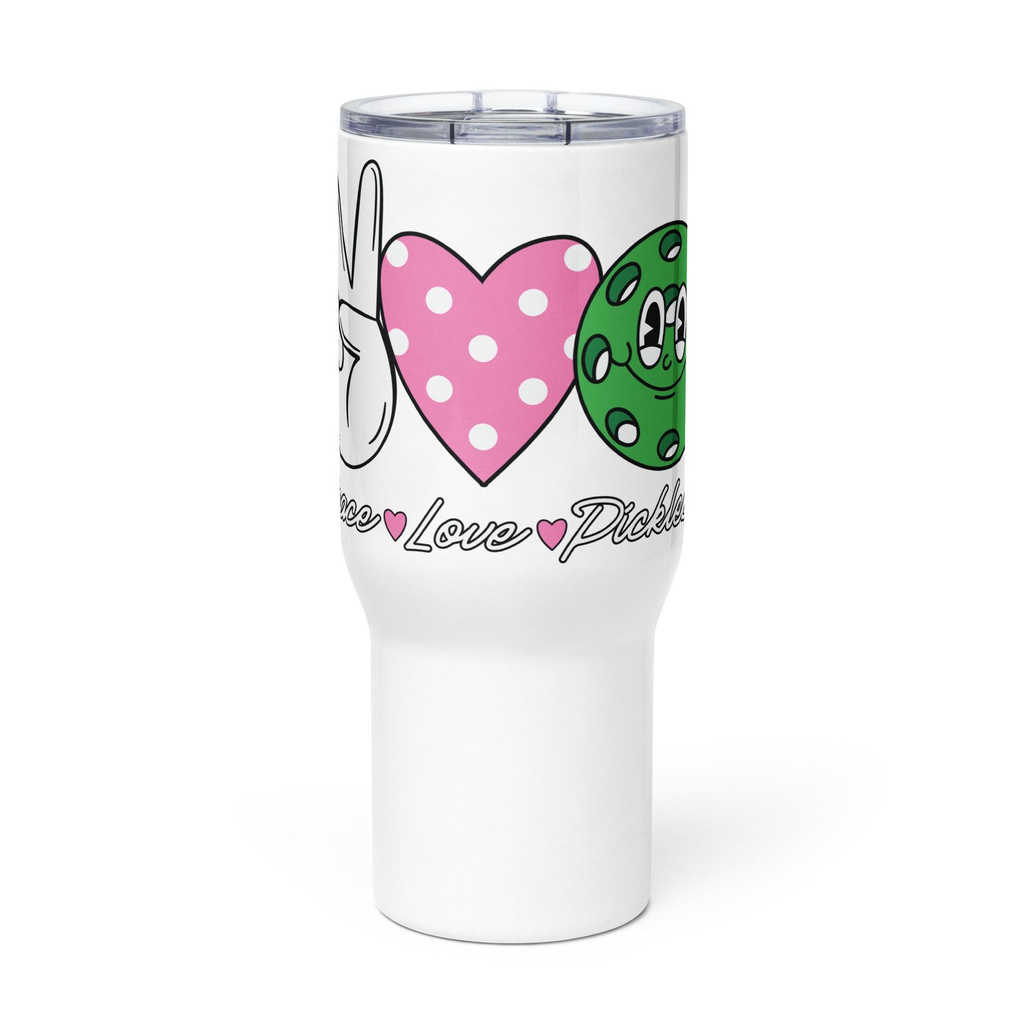 Peace Love Pickleball Tumbler with handle - 25 oz