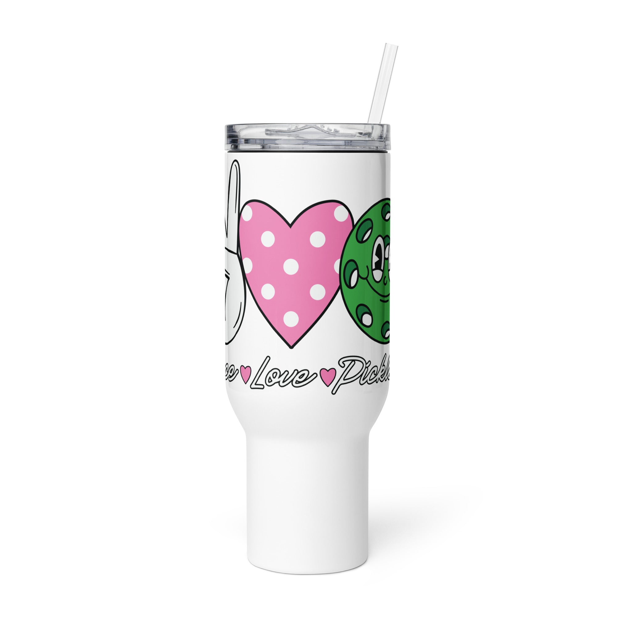 Peace Love Pickleball Tumbler with handle - 40 oz