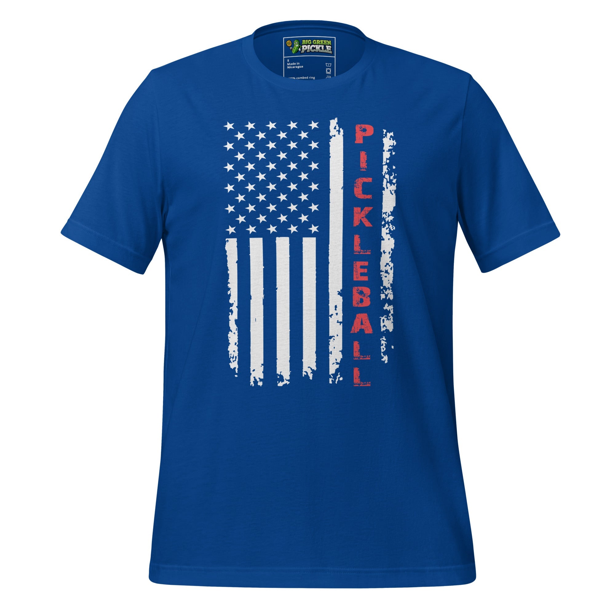 Pickleball American Flag T-Shirt – Patriotic Red, White & Dink - True Royal