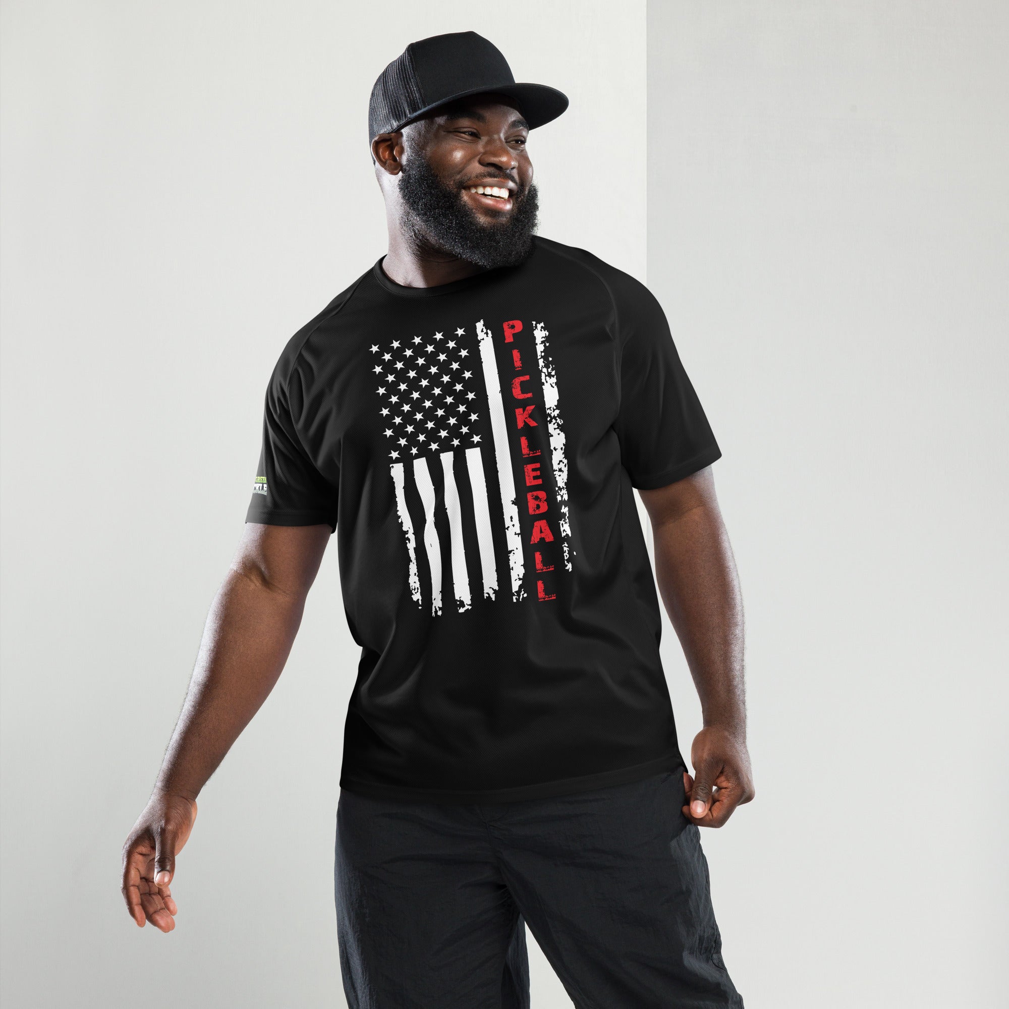 Pickleball American Flag Unisex Sports Jersey – Bold Red, White & Serve - Black