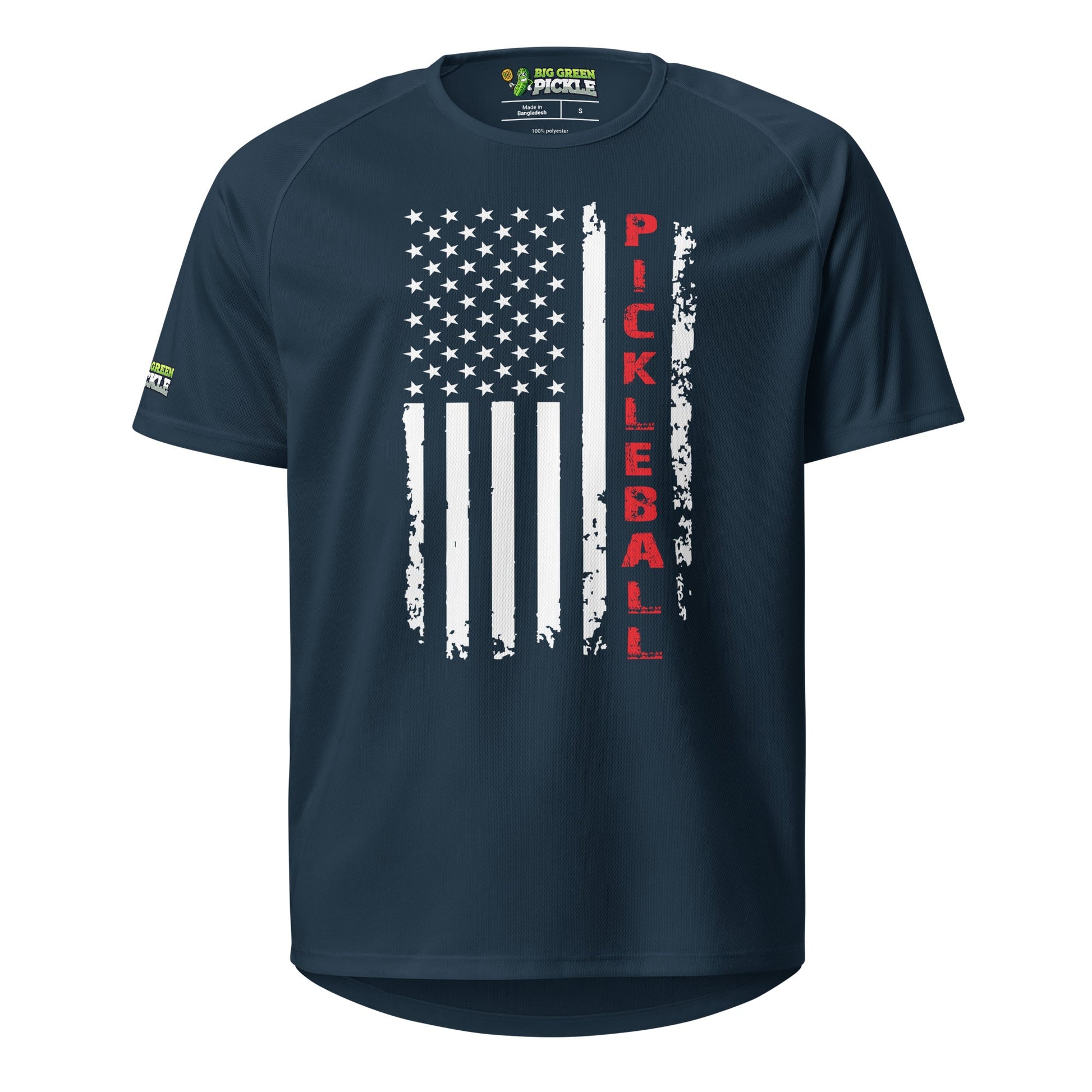 Pickleball American Flag Unisex Sports Jersey – Bold Red, White & Serve - French Navy
