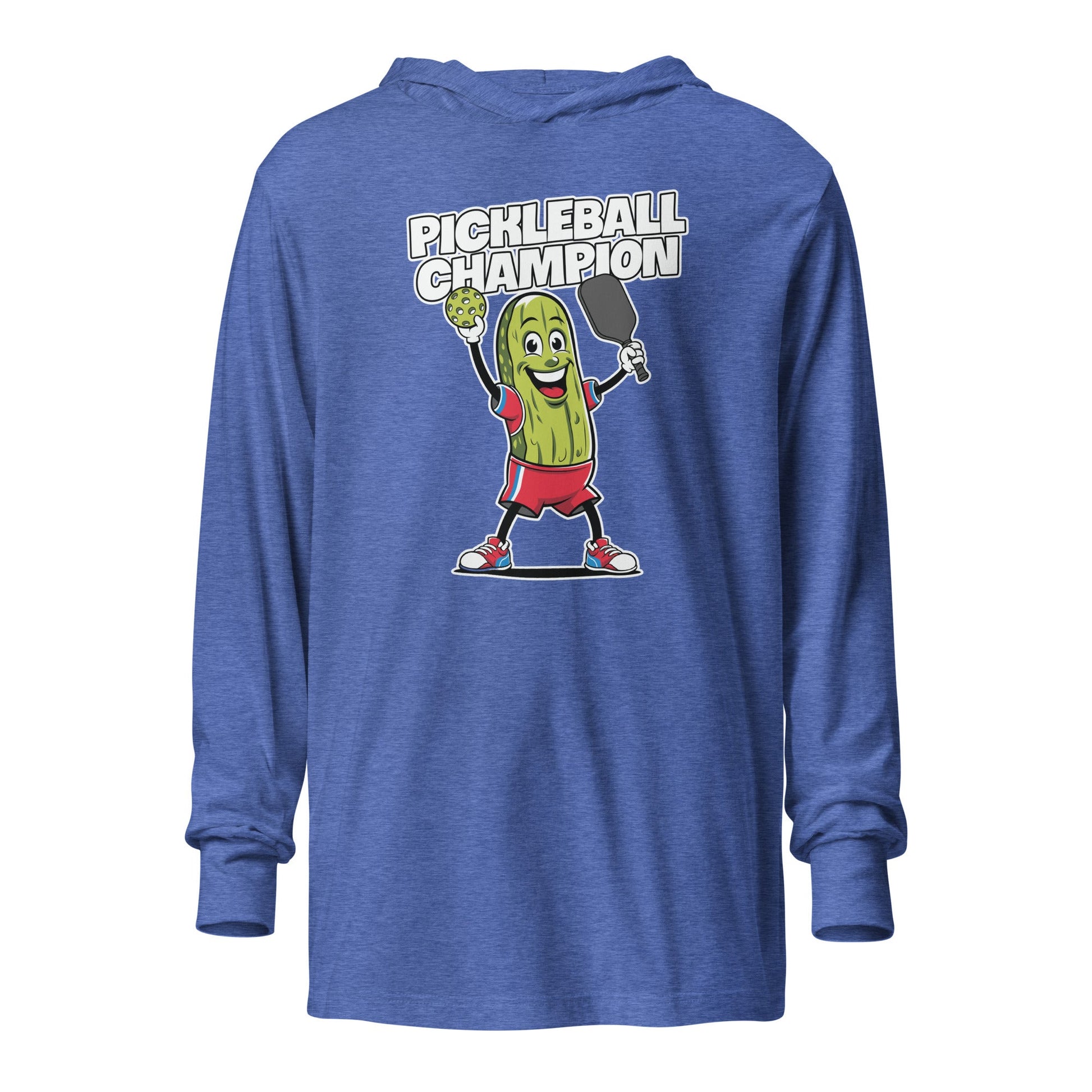 Pickleball Champion Hooded Long Sleeve Tee – Big Pickle Energy, All Day - Heather True Royal