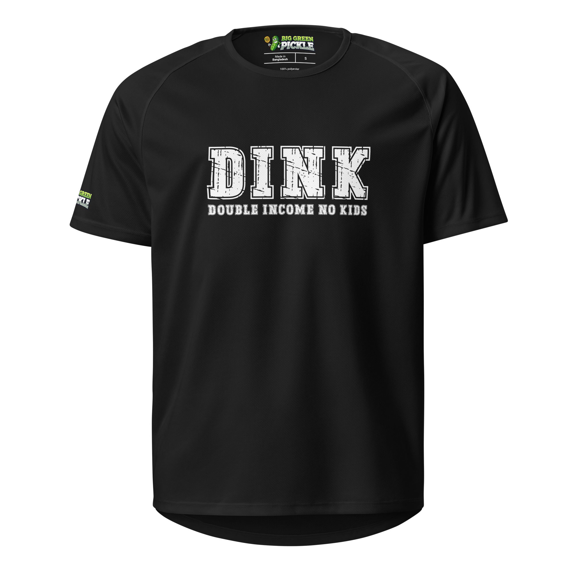 Pickleball DINK Double Income No Kids on Moisture Wicking Mesh T-Shirt - Black