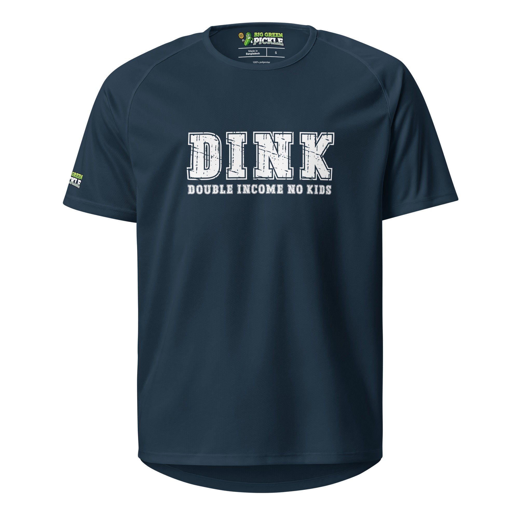 Pickleball DINK Double Income No Kids on Moisture Wicking Mesh T-Shirt - French Navy