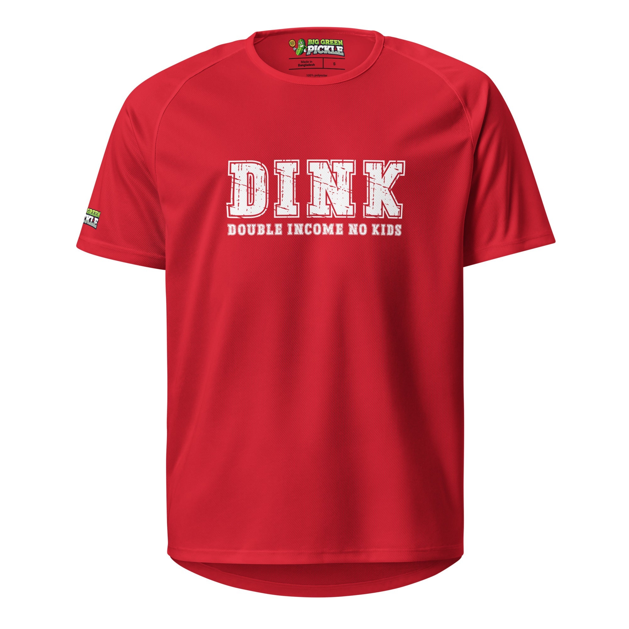 Pickleball DINK Double Income No Kids on Moisture Wicking Mesh T-Shirt - Red