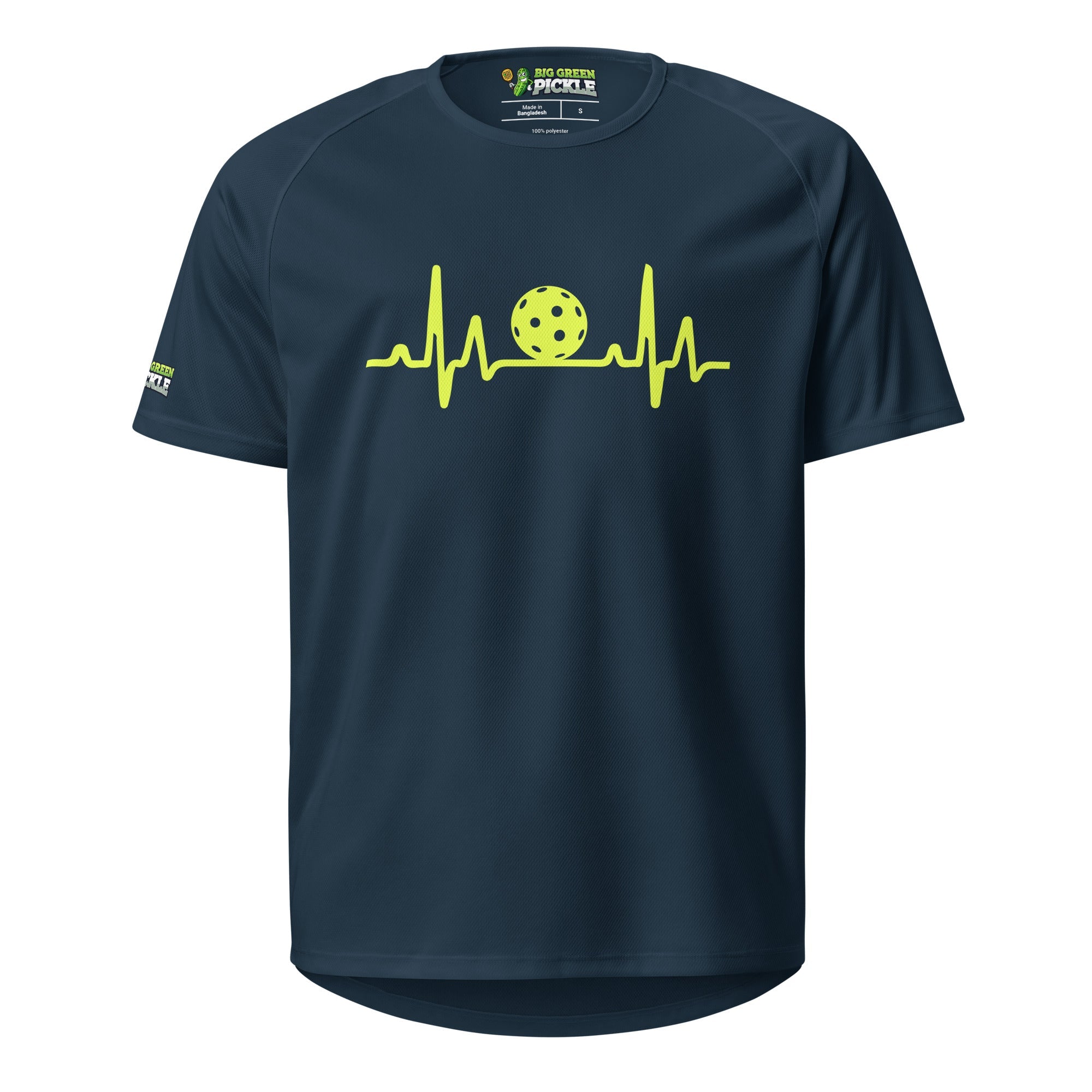 Pickleball Heartbeat on Moisture Wicking Polyester Mesh T-Shirt - French Navy