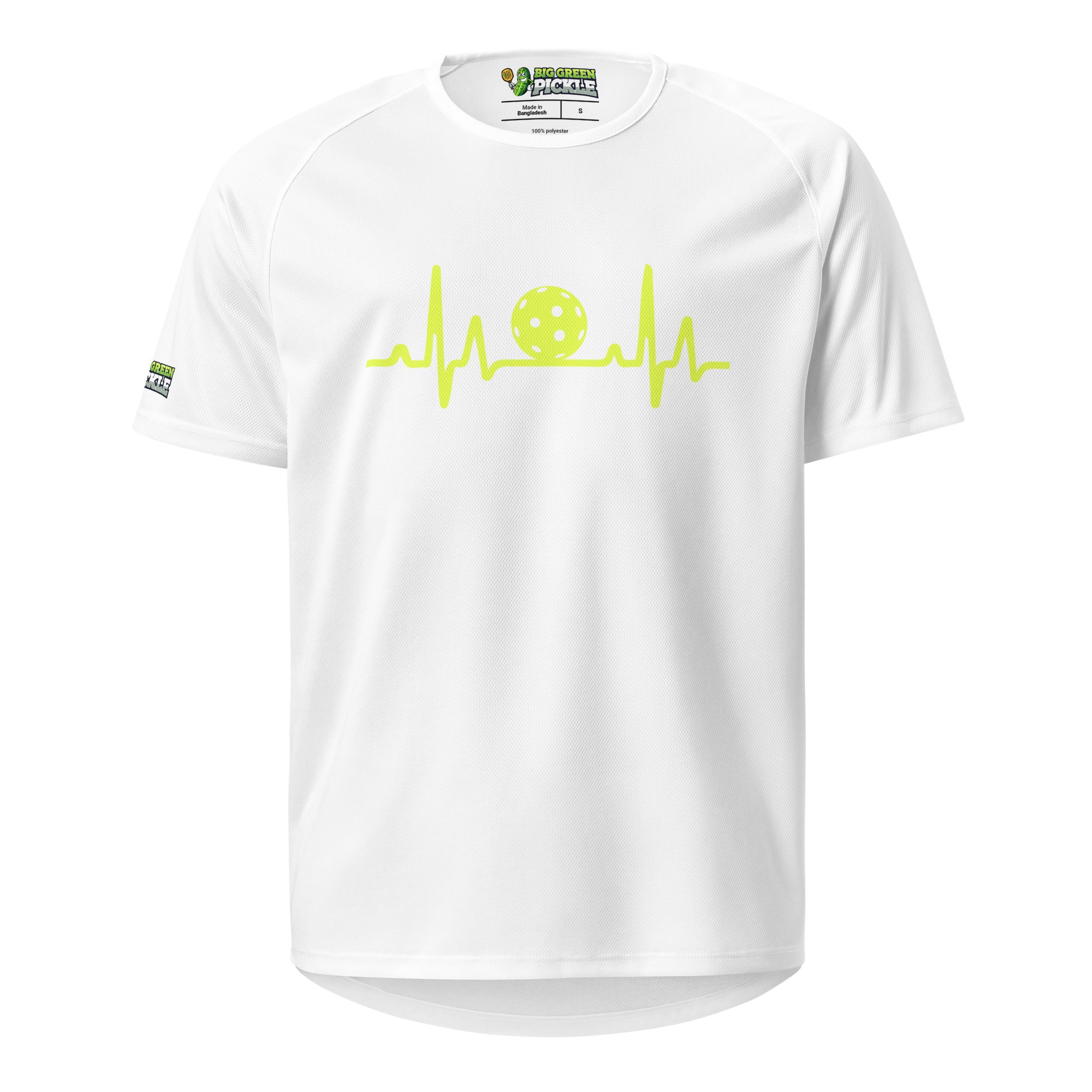 Pickleball Heartbeat on Moisture Wicking Polyester Mesh T-Shirt - White