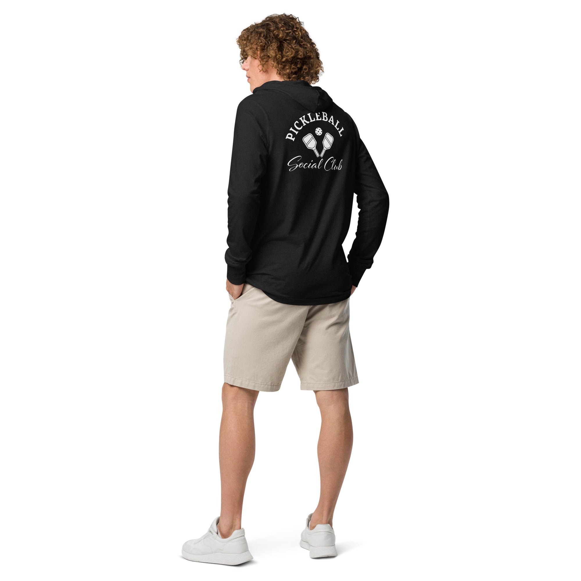 Pickleball Social Club hooded long - sleeve tee - Charcoal - Black Triblend