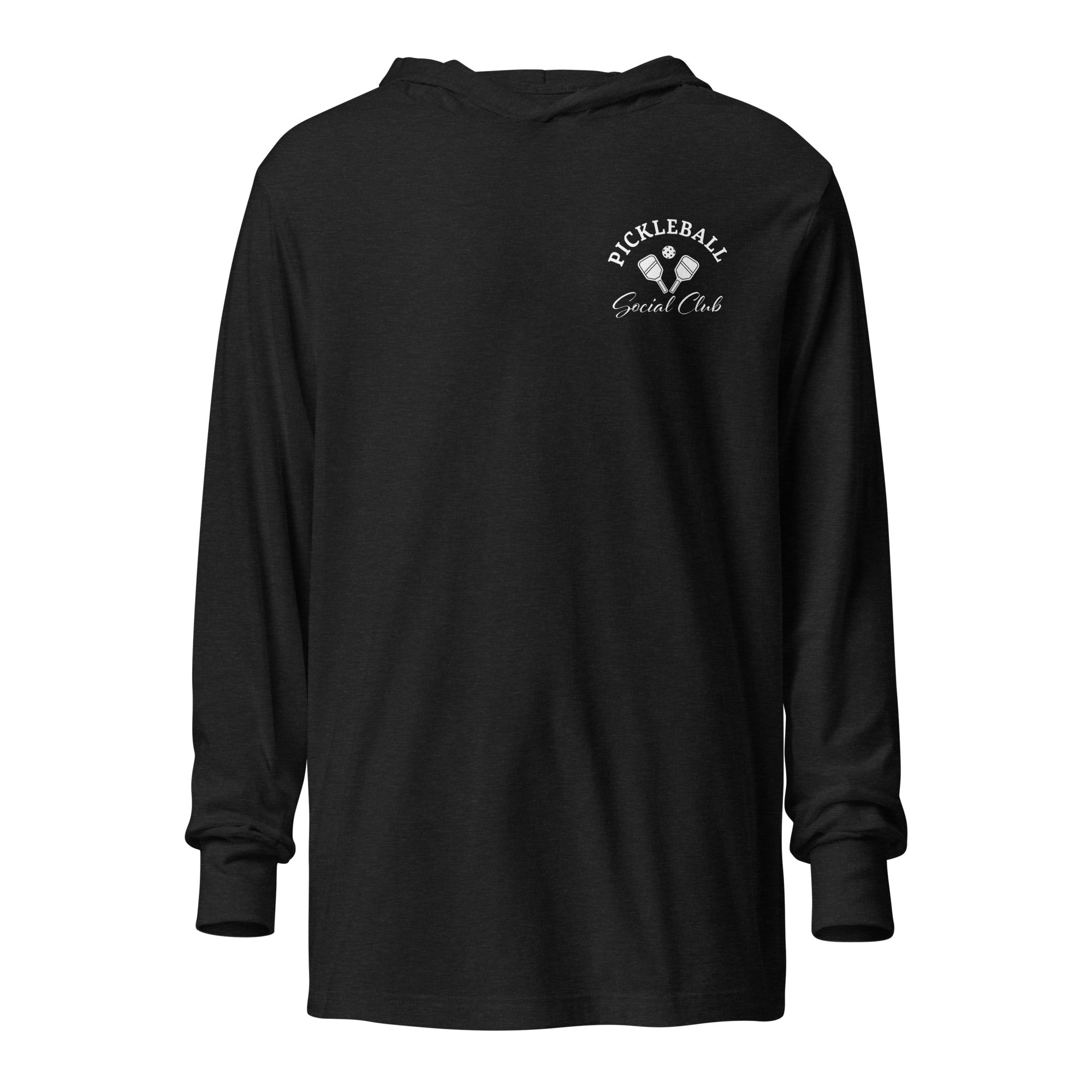 Pickleball Social Club hooded long - sleeve tee - Charcoal - Black Triblend