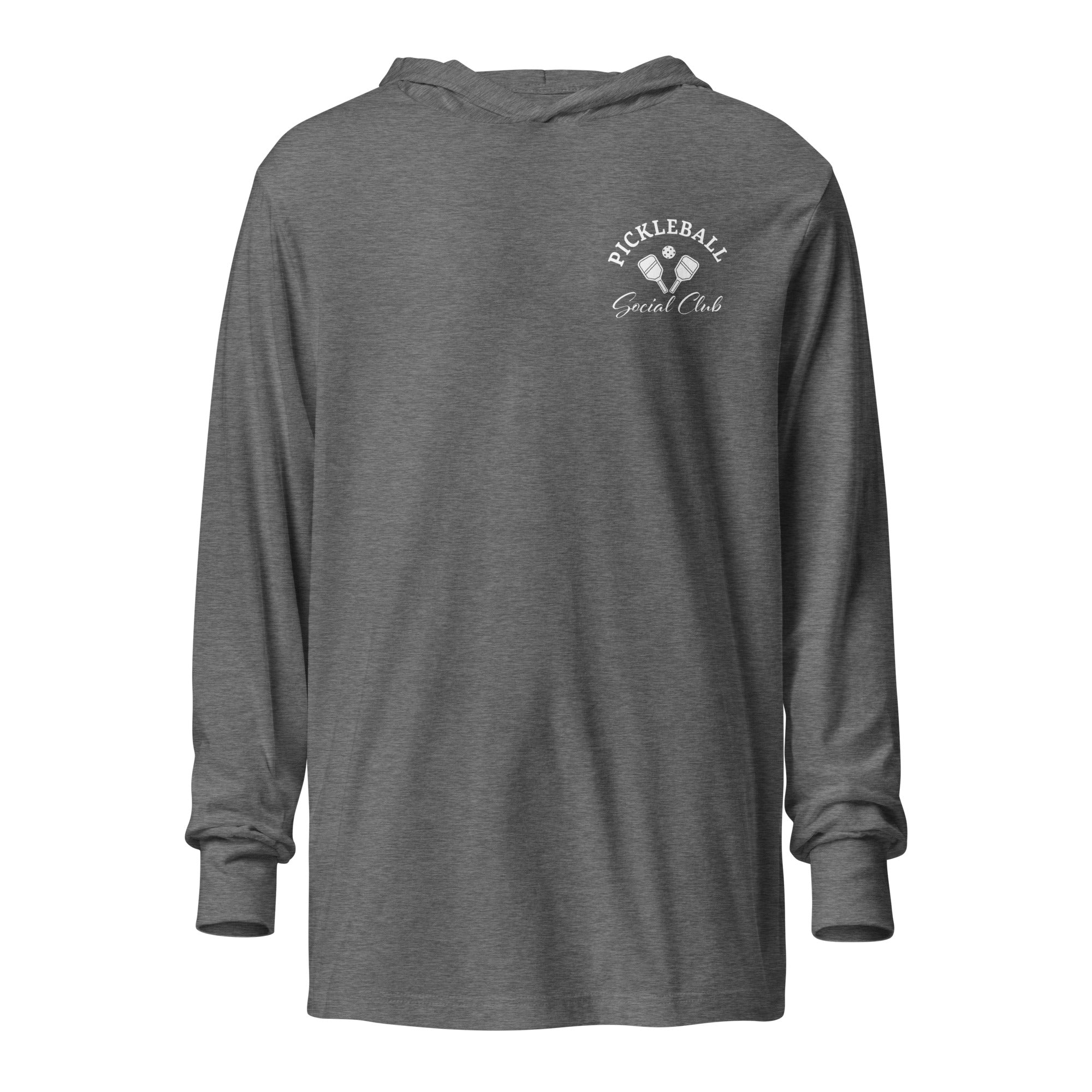 Pickleball Social Club hooded long - sleeve tee - Grey Triblend