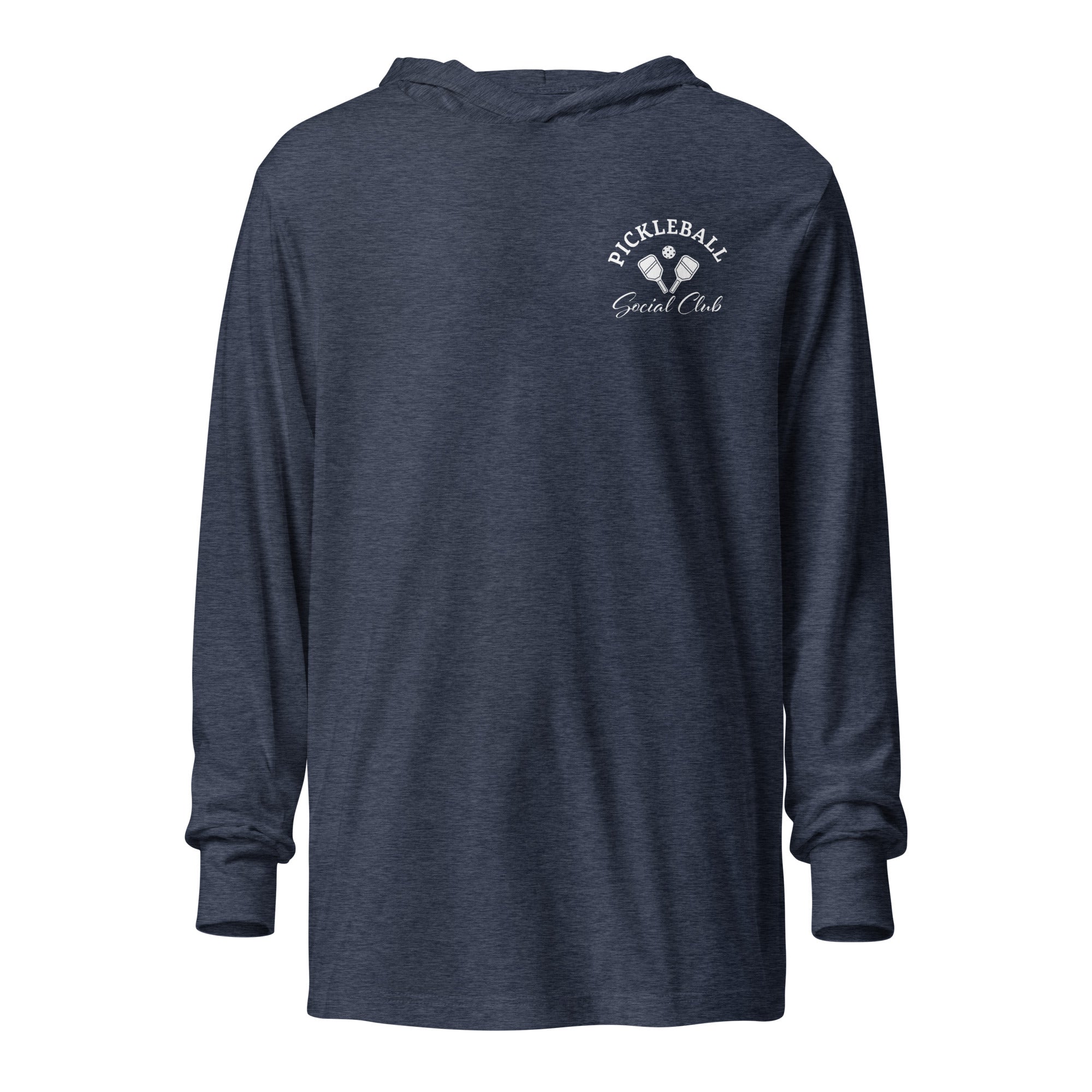 Pickleball Social Club hooded long - sleeve tee - Heather Navy