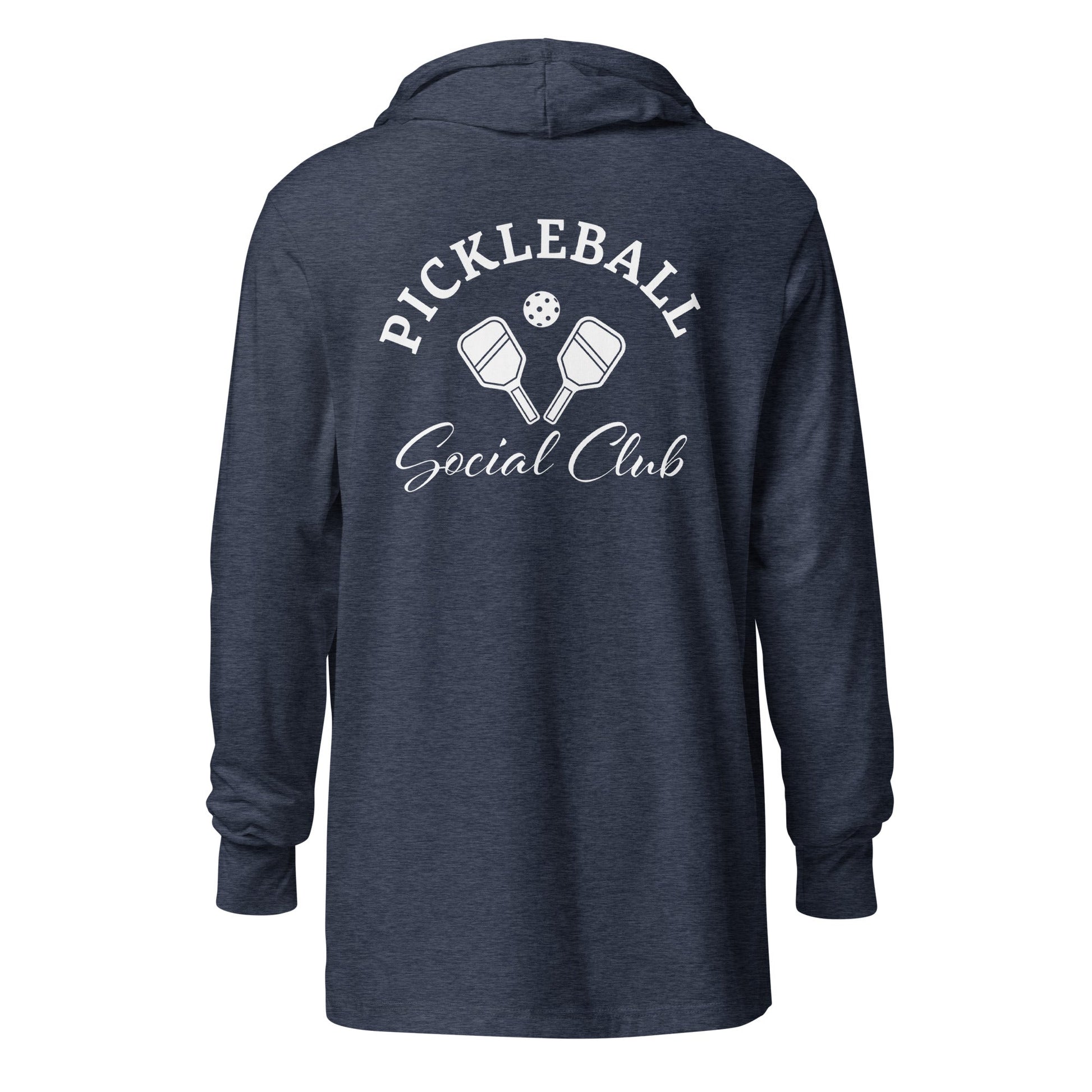 Pickleball Social Club hooded long - sleeve tee - Heather Navy