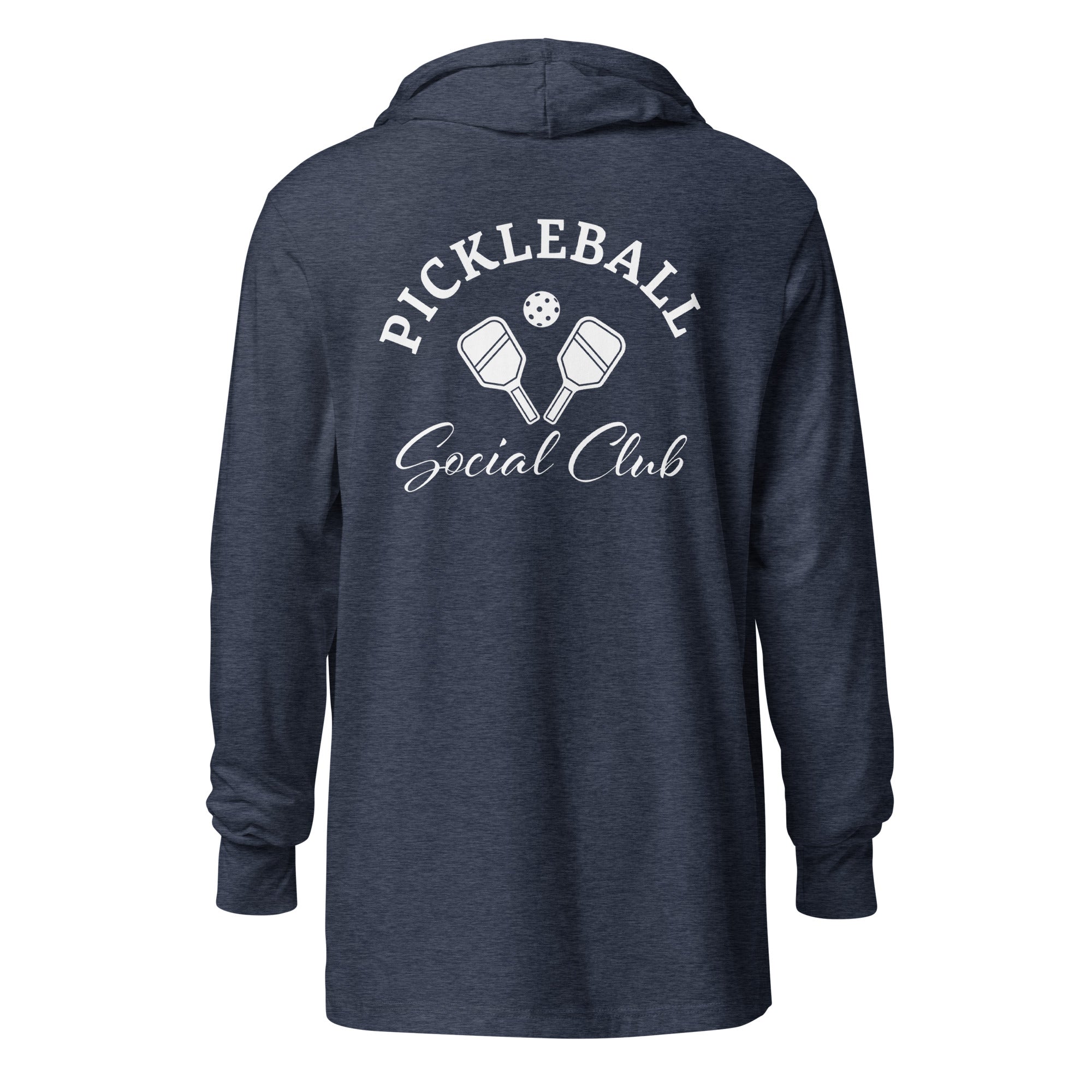 Pickleball Social Club hooded long - sleeve tee - Heather Navy