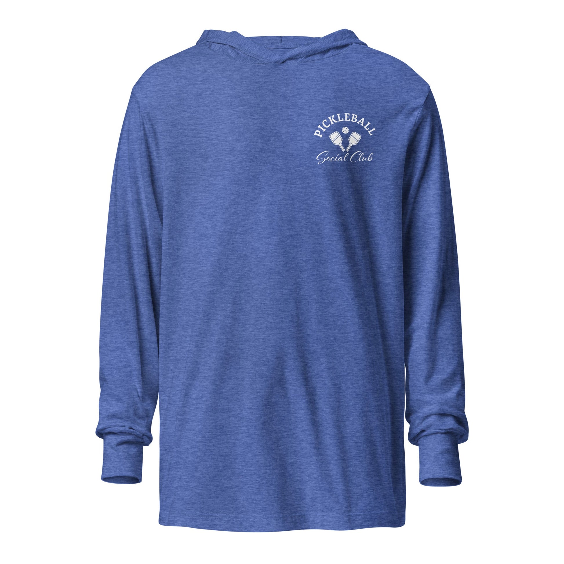 Pickleball Social Club hooded long - sleeve tee - Heather True Royal