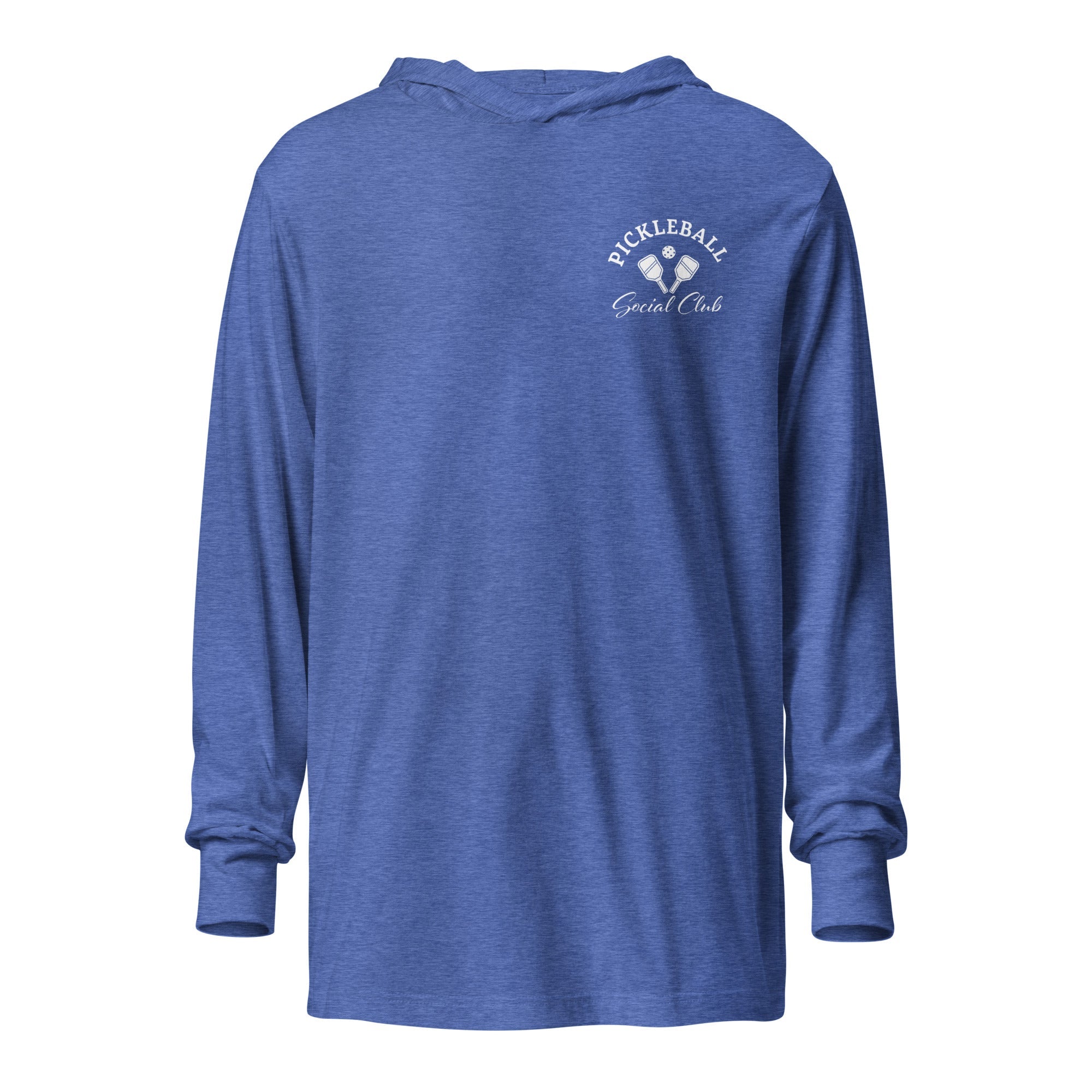 Pickleball Social Club hooded long - sleeve tee - Heather True Royal