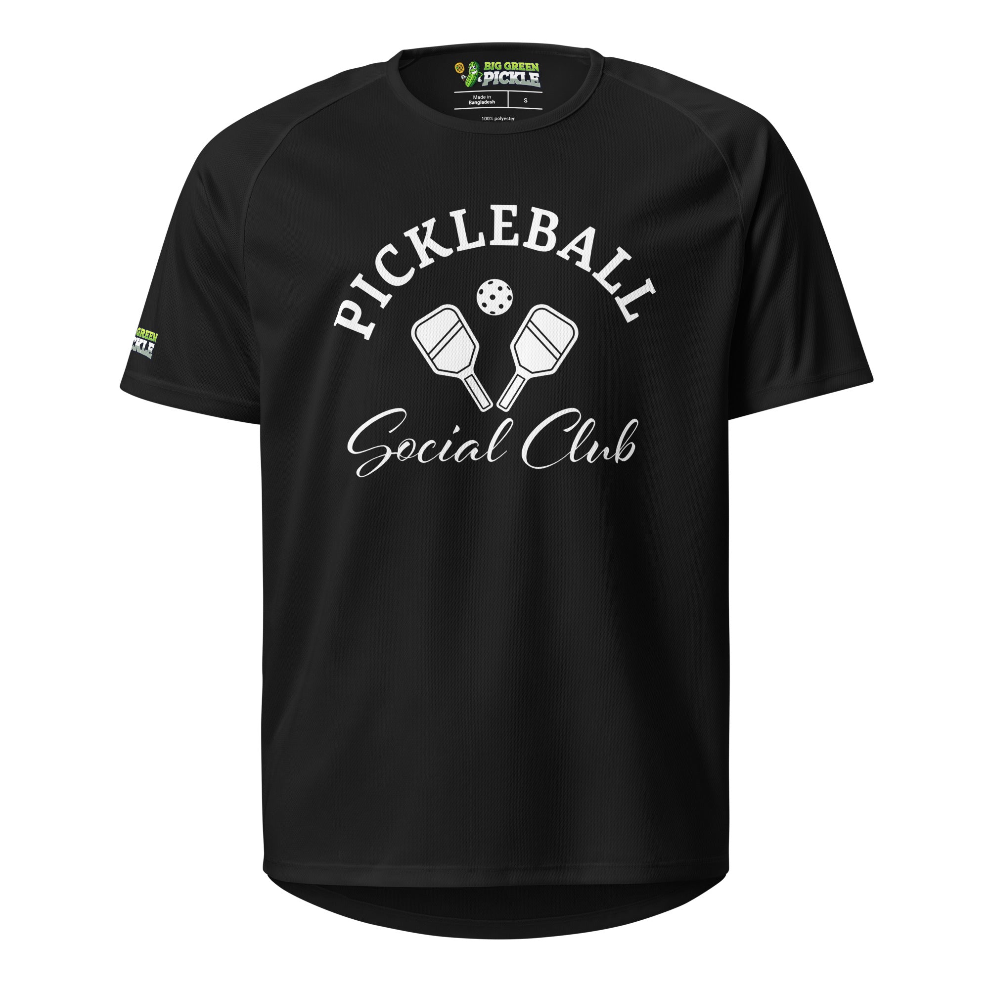 Pickleball Social Club Moisture Wicking Polyester Mesh T-Shirt - Black