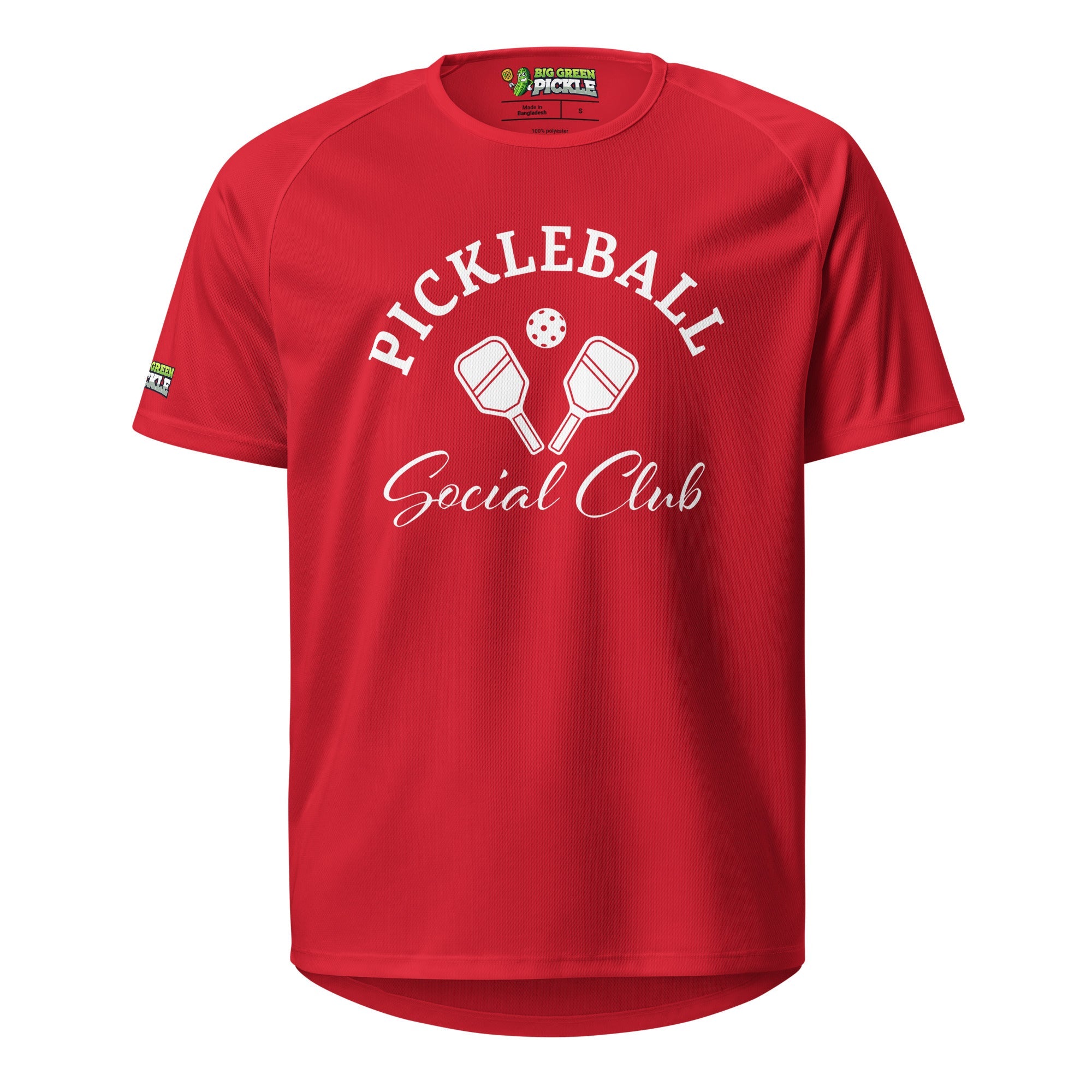 Pickleball Social Club Moisture Wicking Polyester Mesh T-Shirt - Red