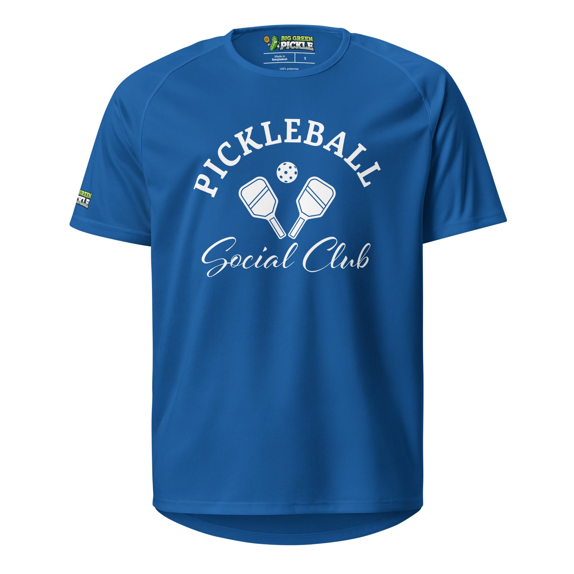 Pickleball Social Club Moisture Wicking Polyester Mesh T-Shirt - Royal Blue