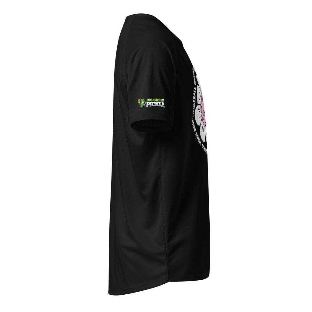 Pickleball Vibes (Pink Flower) Polyester Mesh Jersey Shirt - Black