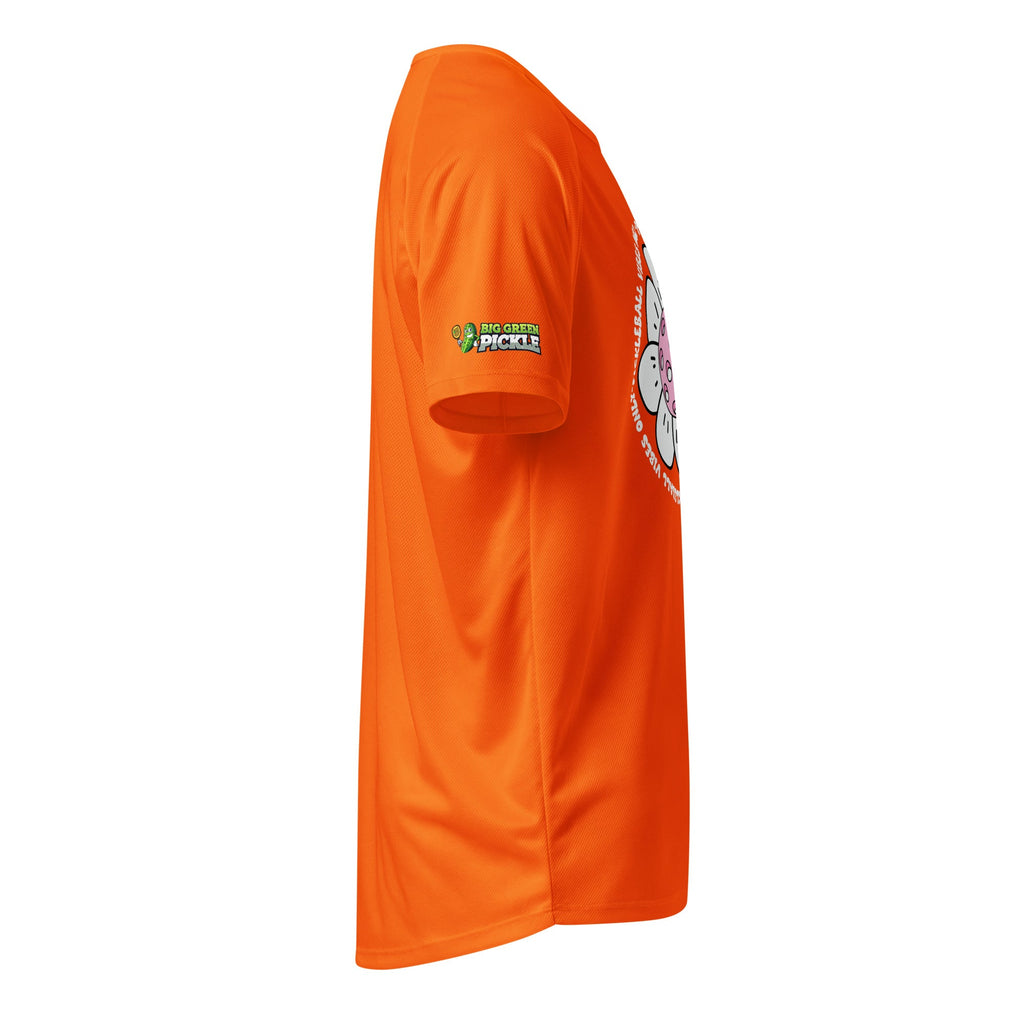 Pickleball Vibes (Pink Flower) Polyester Mesh Jersey Shirt - Neon Orange