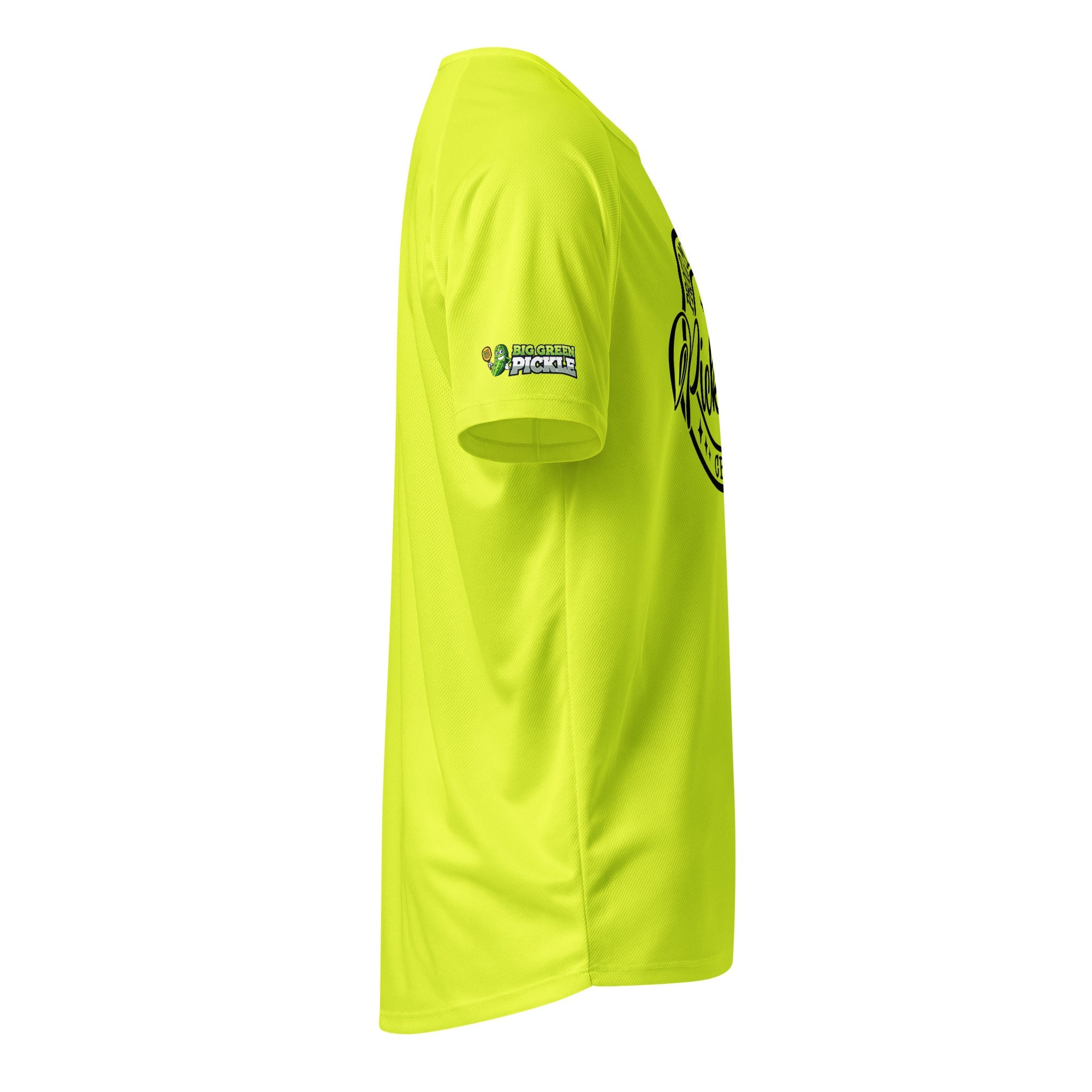 Proud Member of the Pickleball Crew T-Shirt, Moisture Wicking Polyester Mesh Jersey - Neon Yellow