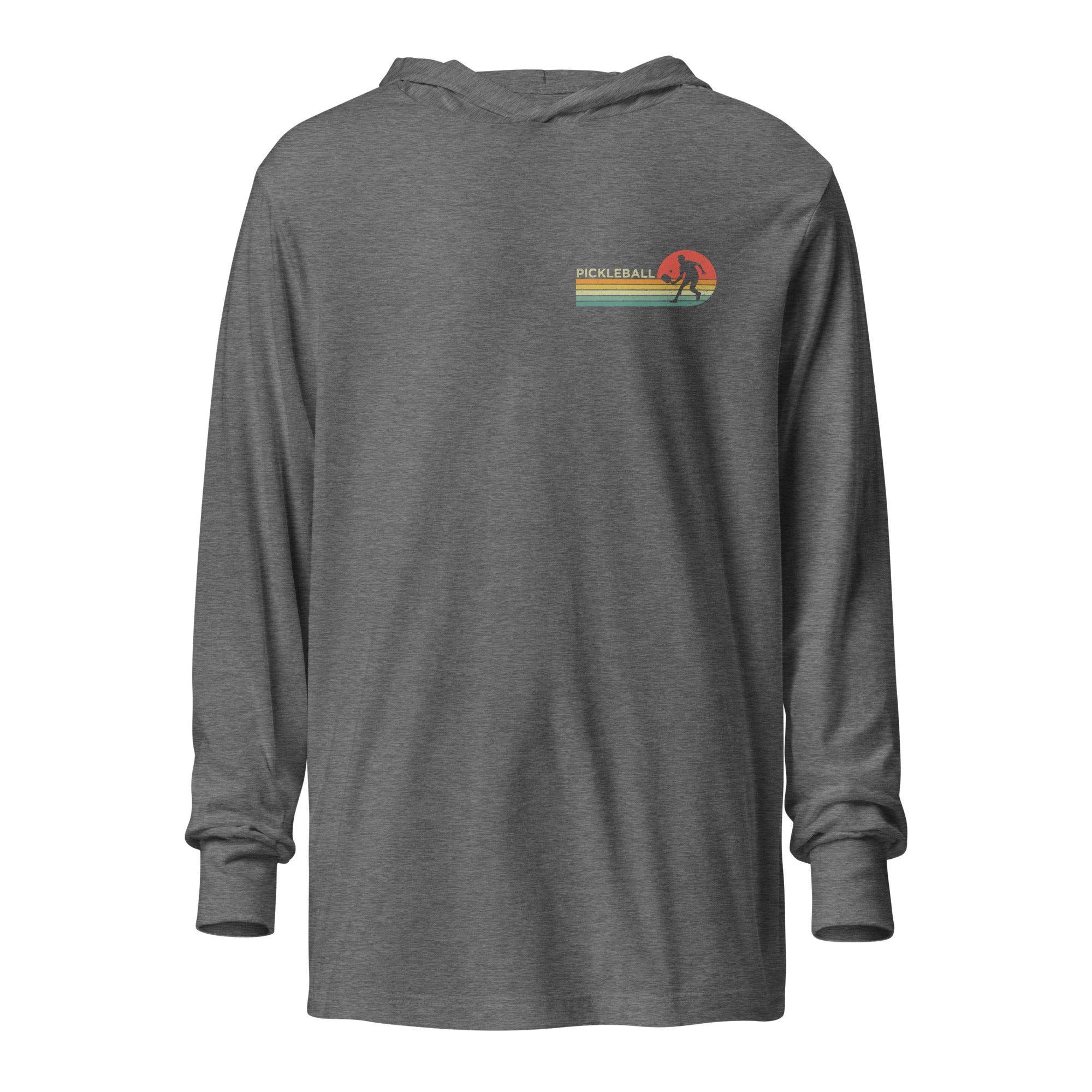 Retro Pickleball hooded long - sleeve tee - Grey Triblend