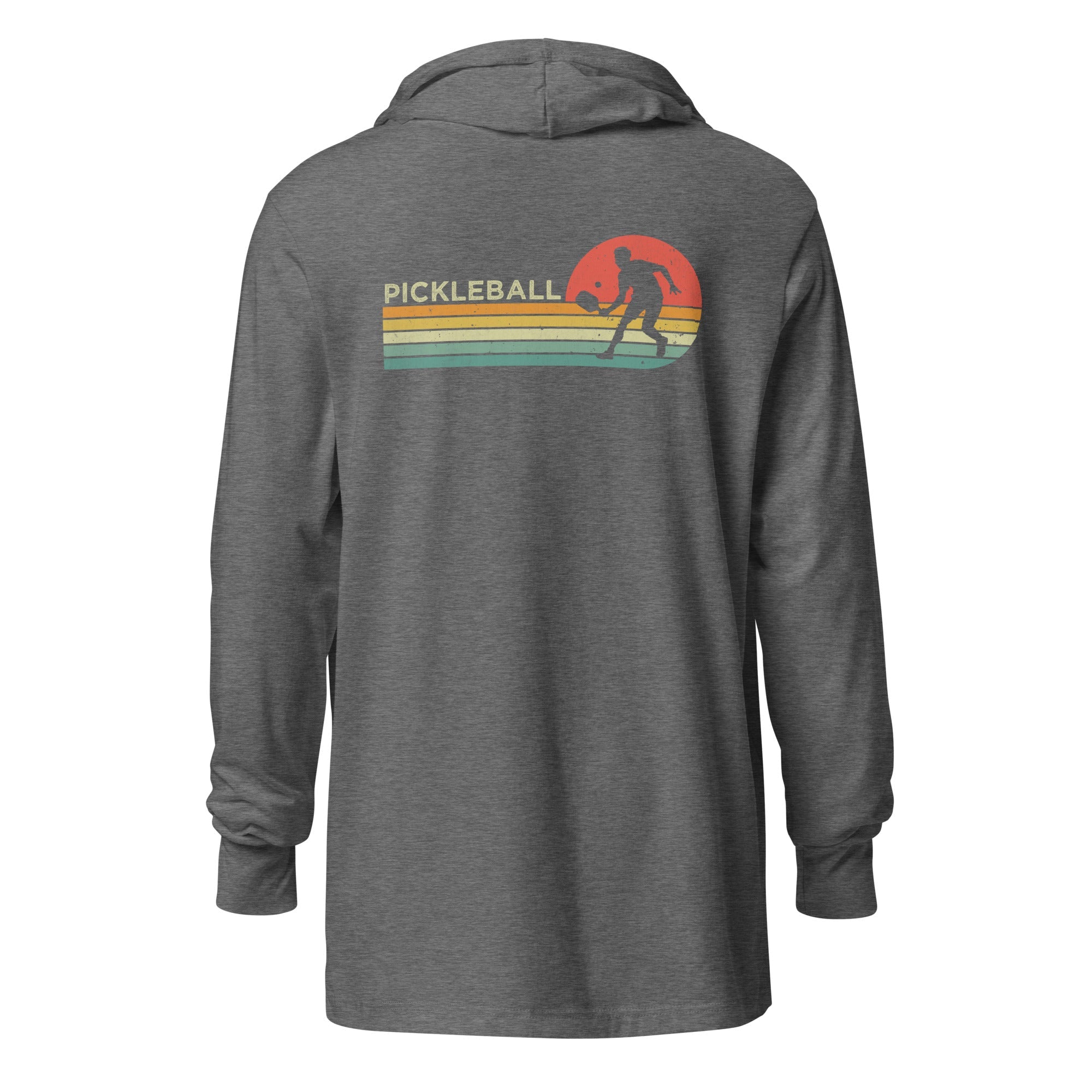 Retro Pickleball hooded long - sleeve tee - Grey Triblend