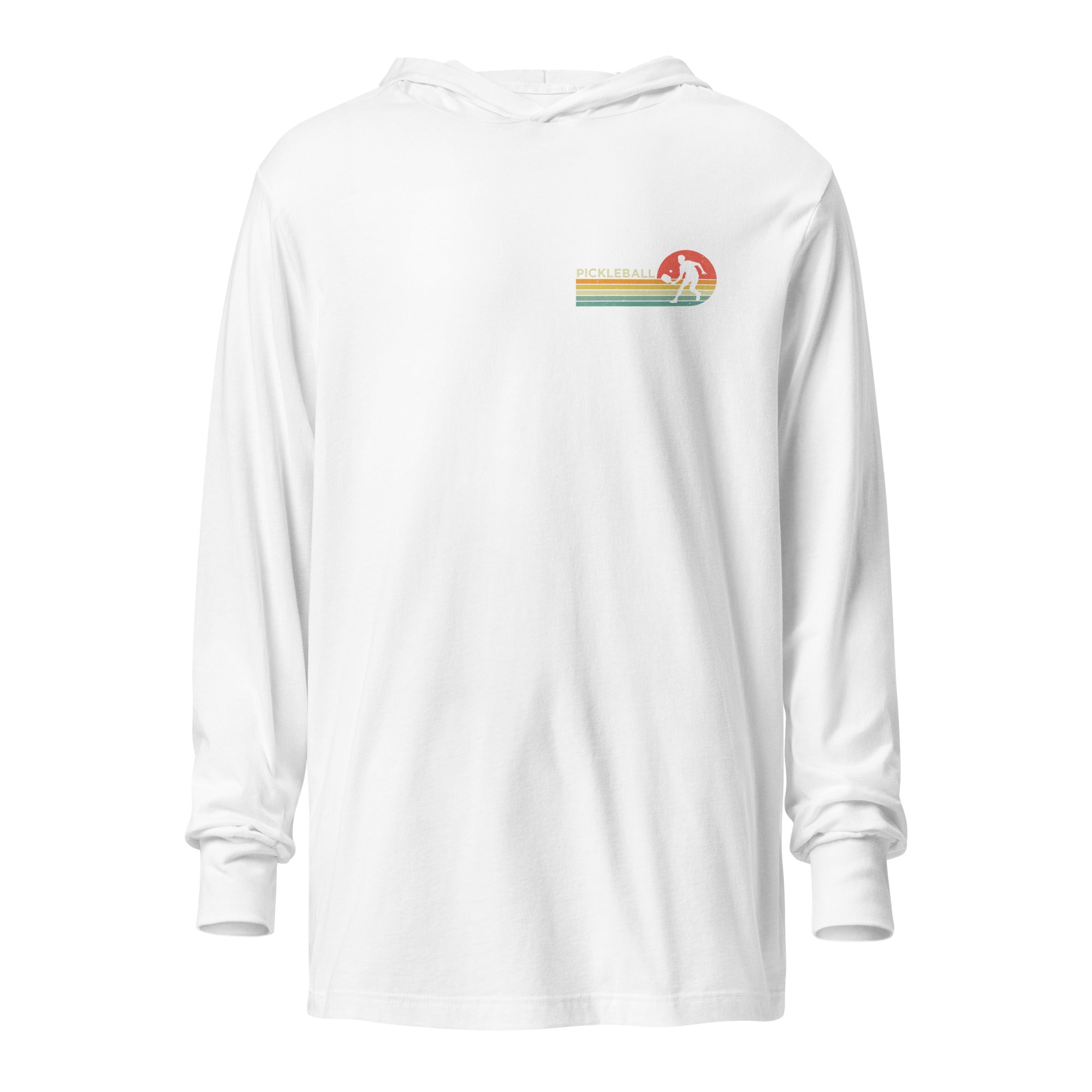 Retro Pickleball hooded long - sleeve tee - White